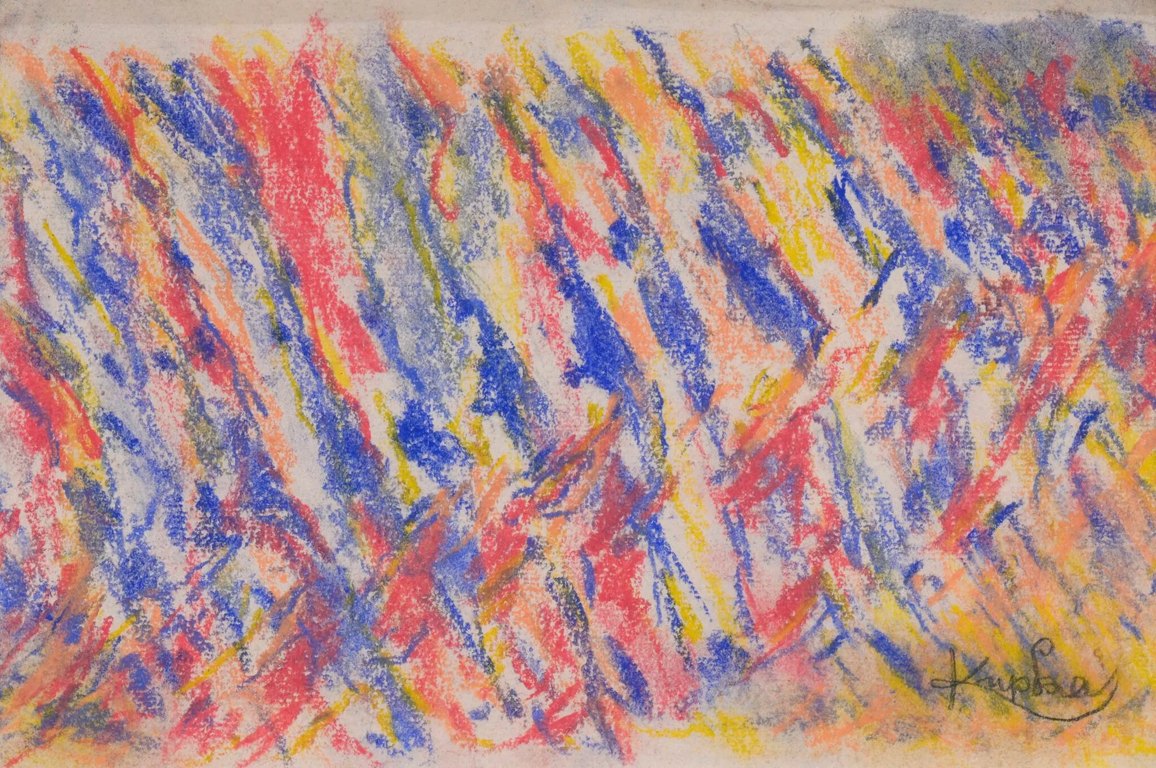 KUPKA Frantisek, 1871-1957 Composition colorée, circa 1920 pastel sur papier, signé en bas à droite, porte un cachet "FRANCOIS KUPKA" au verso 20x30,5cm Accompagné d'un certificat de M. Pierre Brullé.