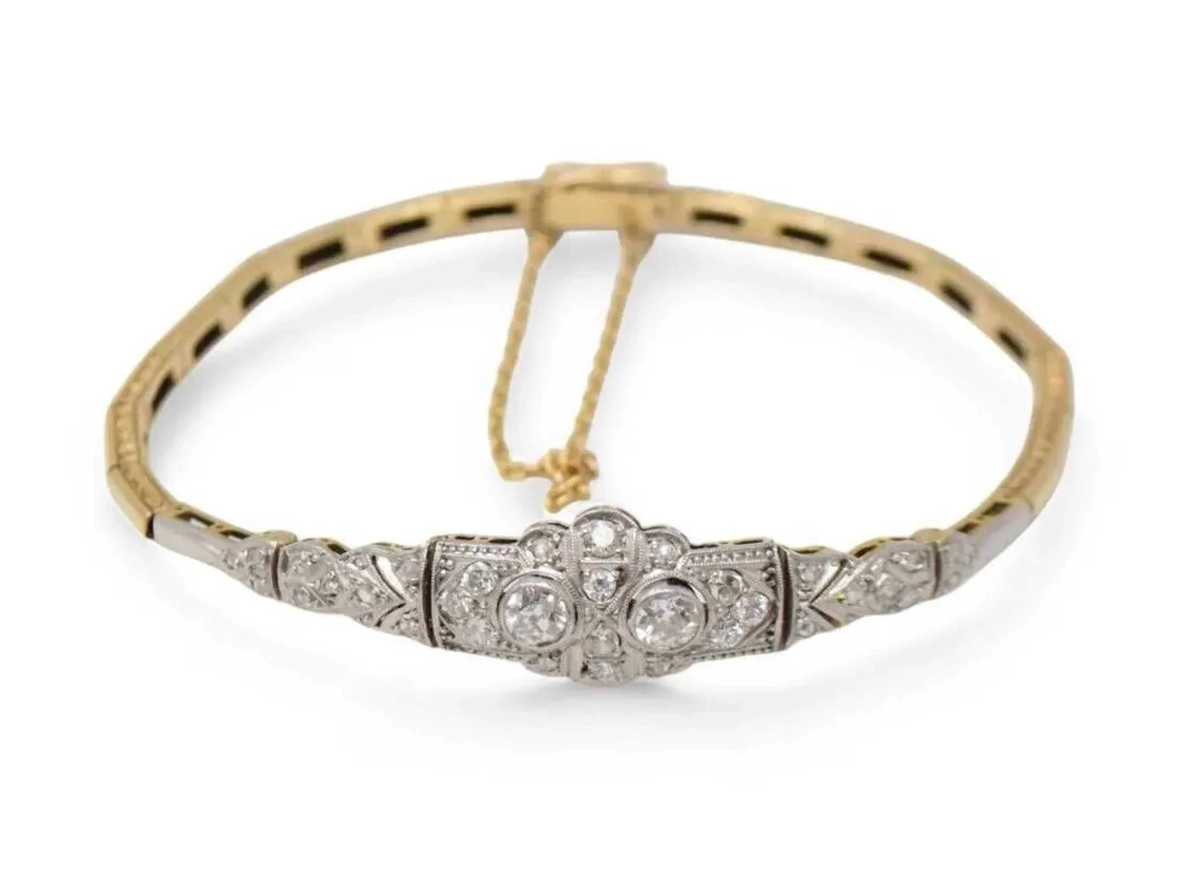 Bracelet in 14K (585) yellow and white gold and platinum (85 - Lot 393