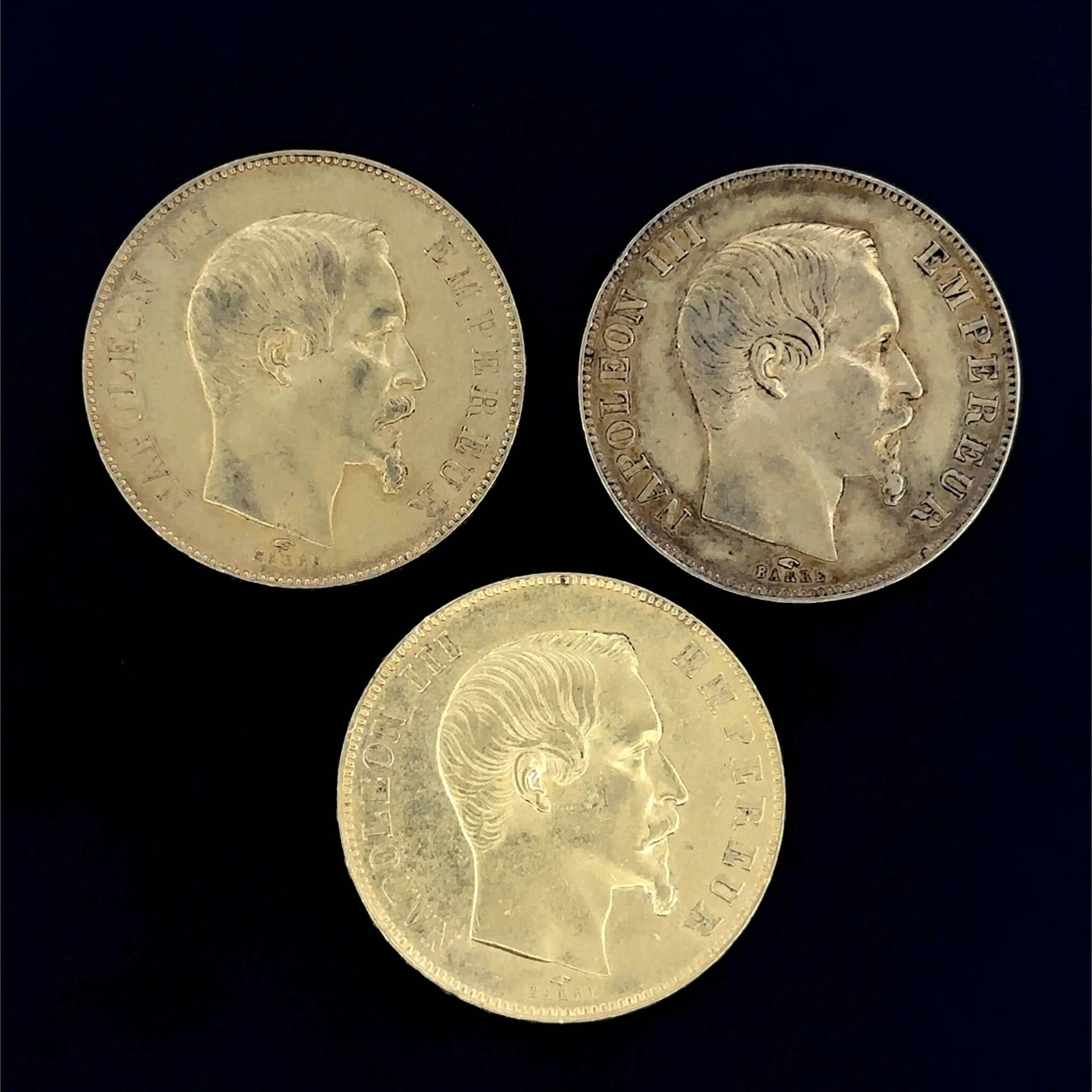Napoleon III - Set of 3 50-franc coins, 1857 A - Lot 134