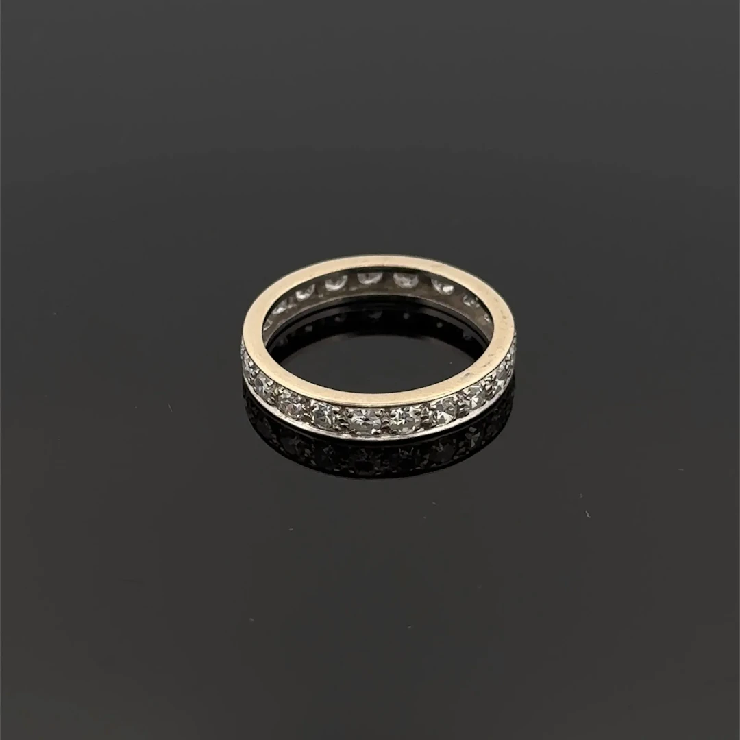 White gold (750) wedding band set with 8/8-cut diamonds. - Lot 134