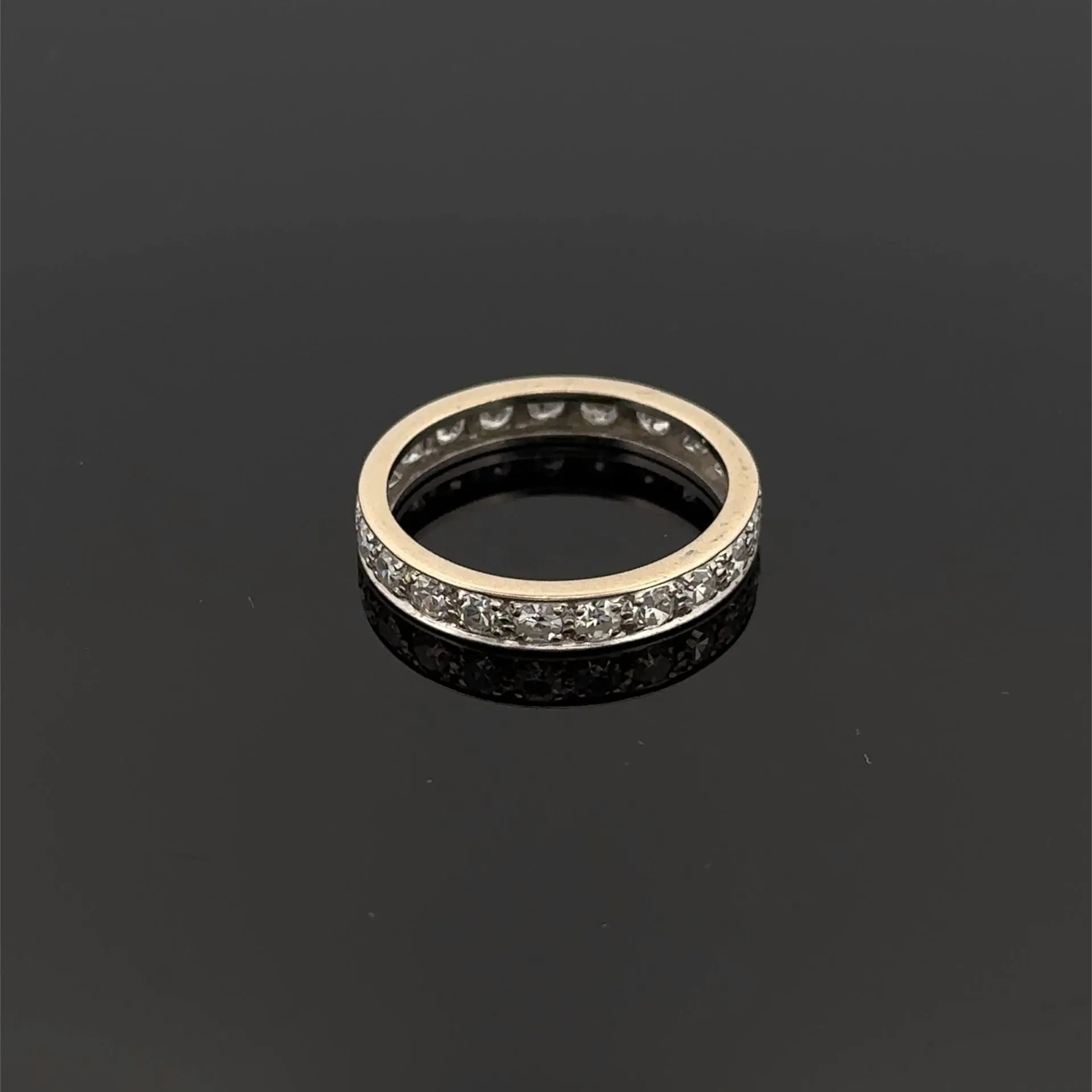 White gold (750) wedding band set with 8/8-cut diamonds. - Lot 134