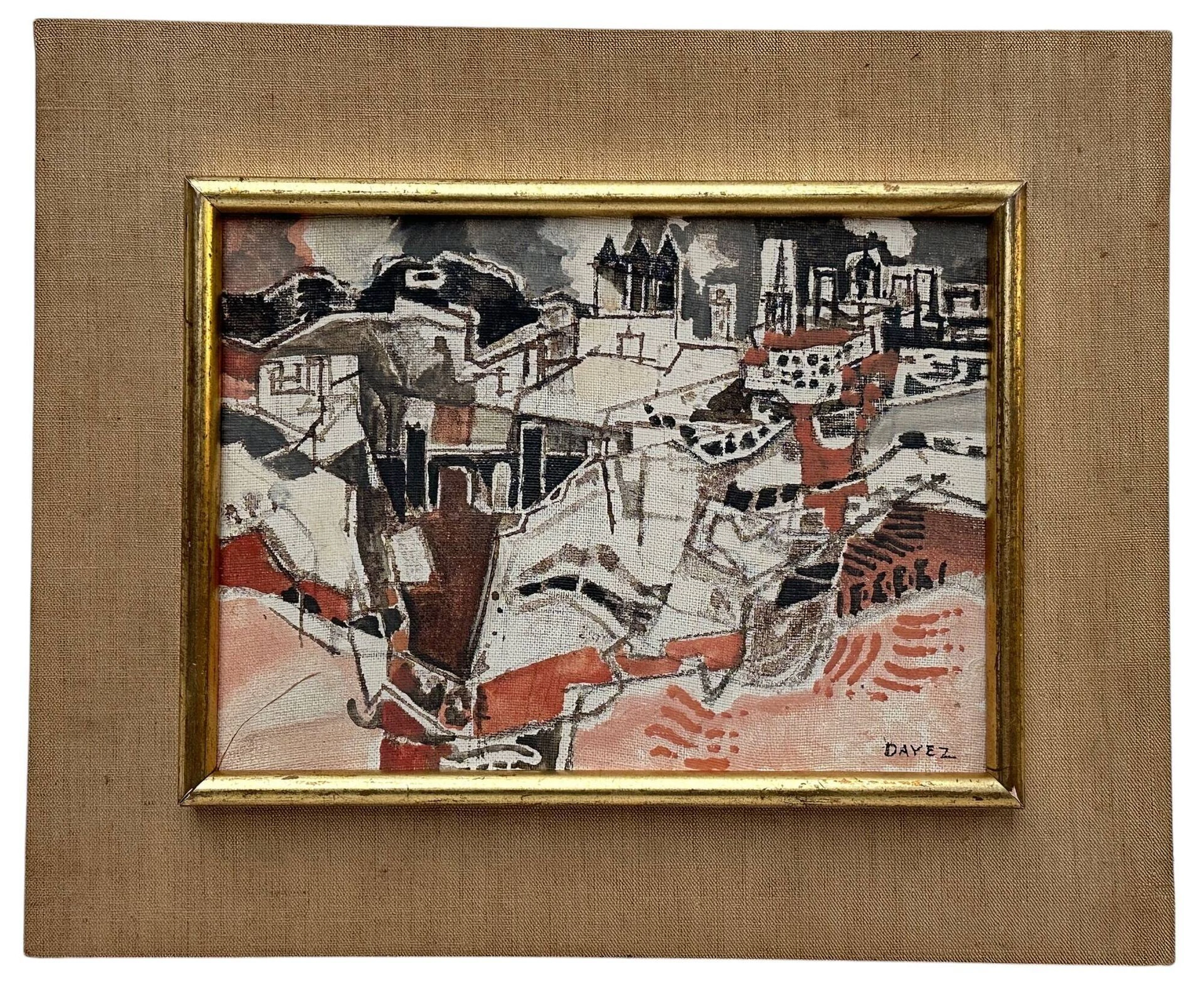 DAYEZ Georges (1907-1991) Vue de village Huile sur toile marouflée sur carton, signée en bas à droite 16 x 22 cm