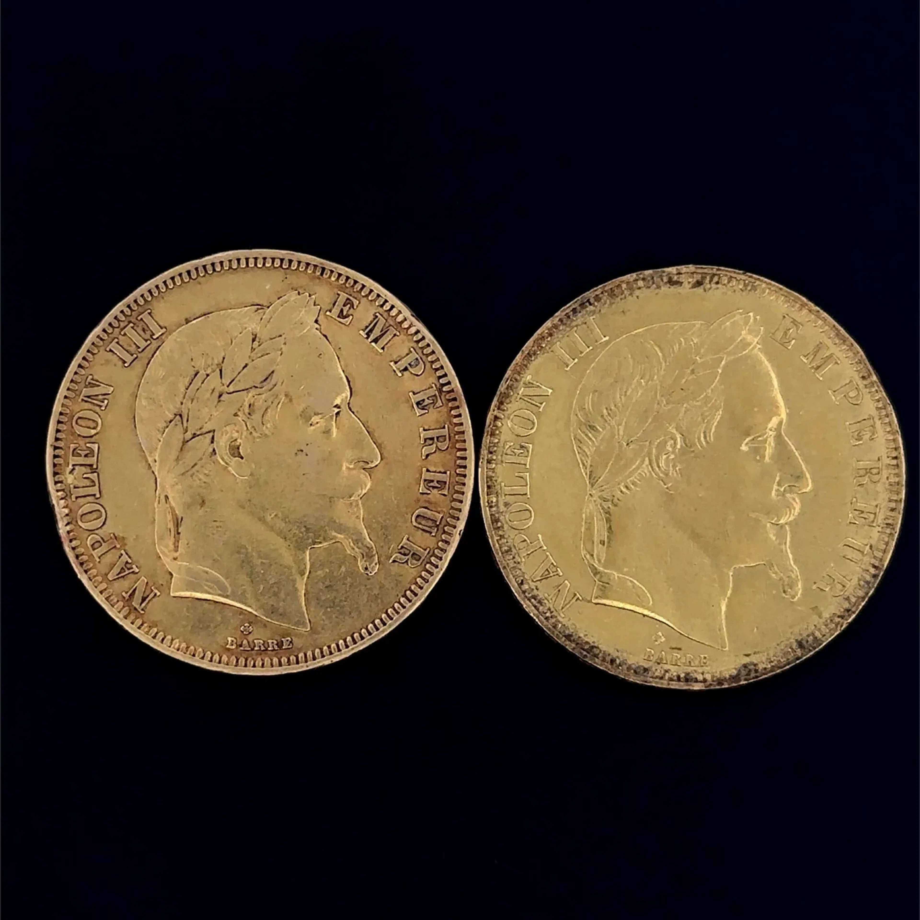 Napoleon III - Set of 2 50-franc gold coins, 1862 BB and 186 - Lot 138