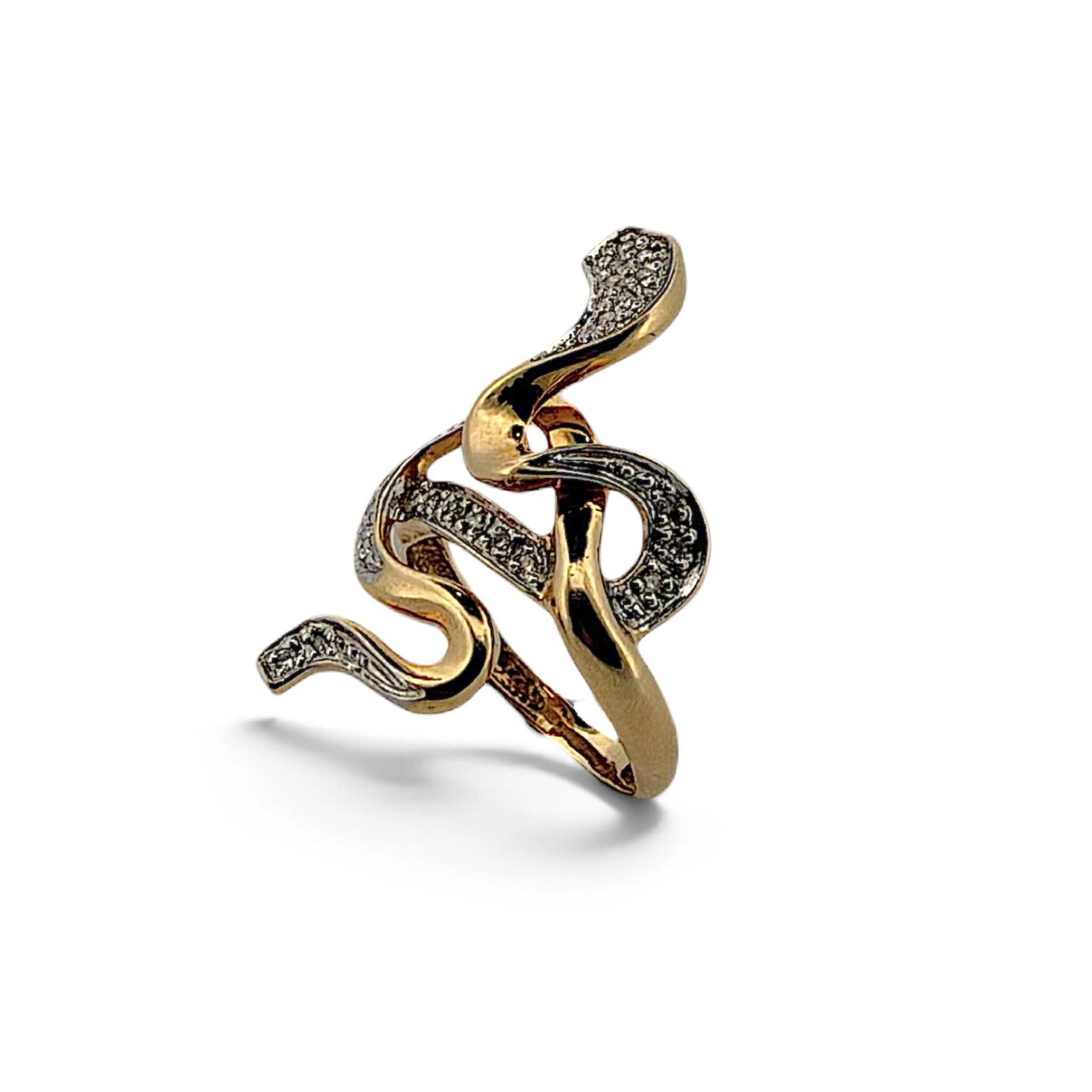 "Snake" ring in yellow and white gold (750), partially set w - Lot 289