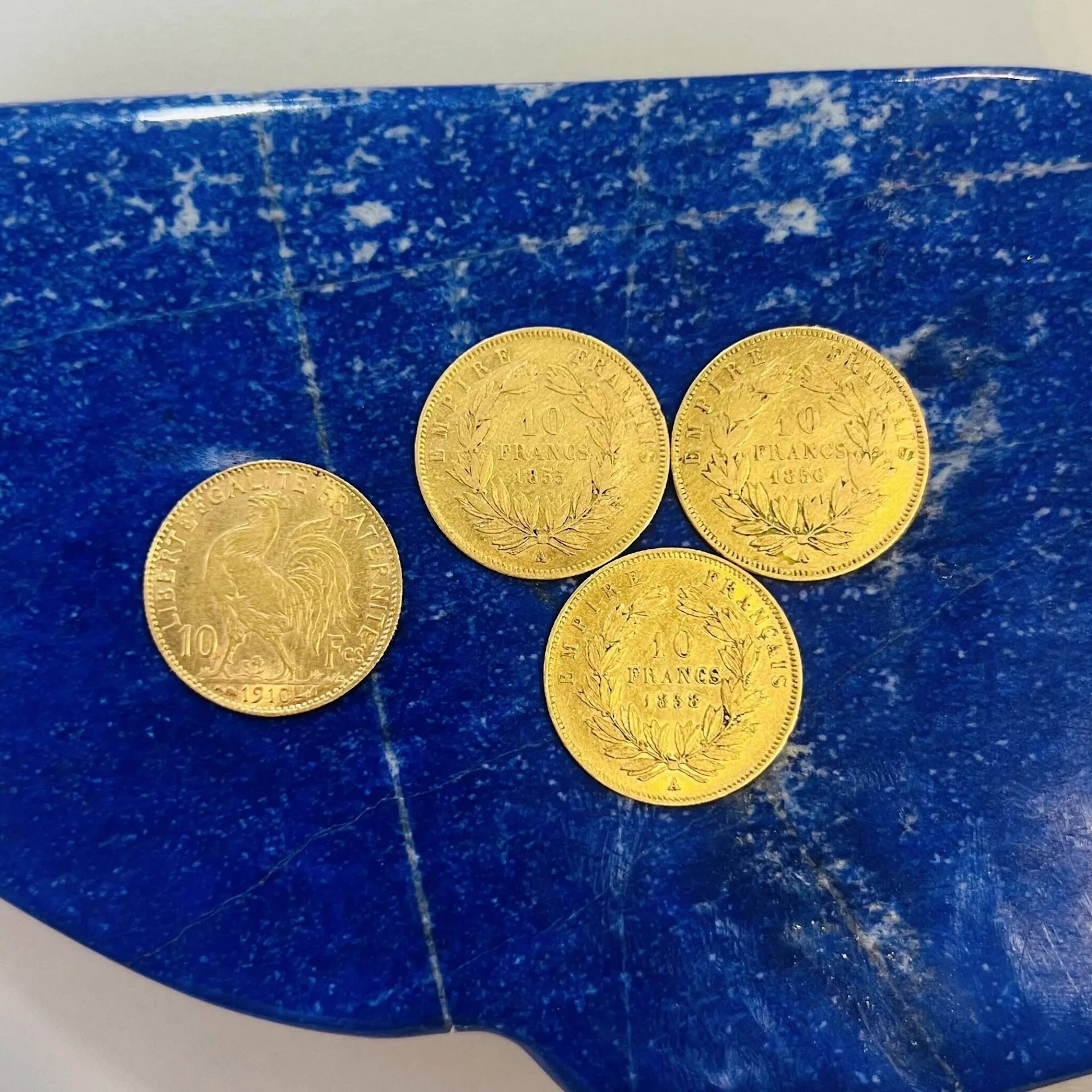 Set of four 10-franc gold coins (900) consisting of: - Lot 4