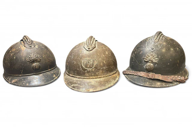 Set of 3 Adrian helmets: - Lot 79
