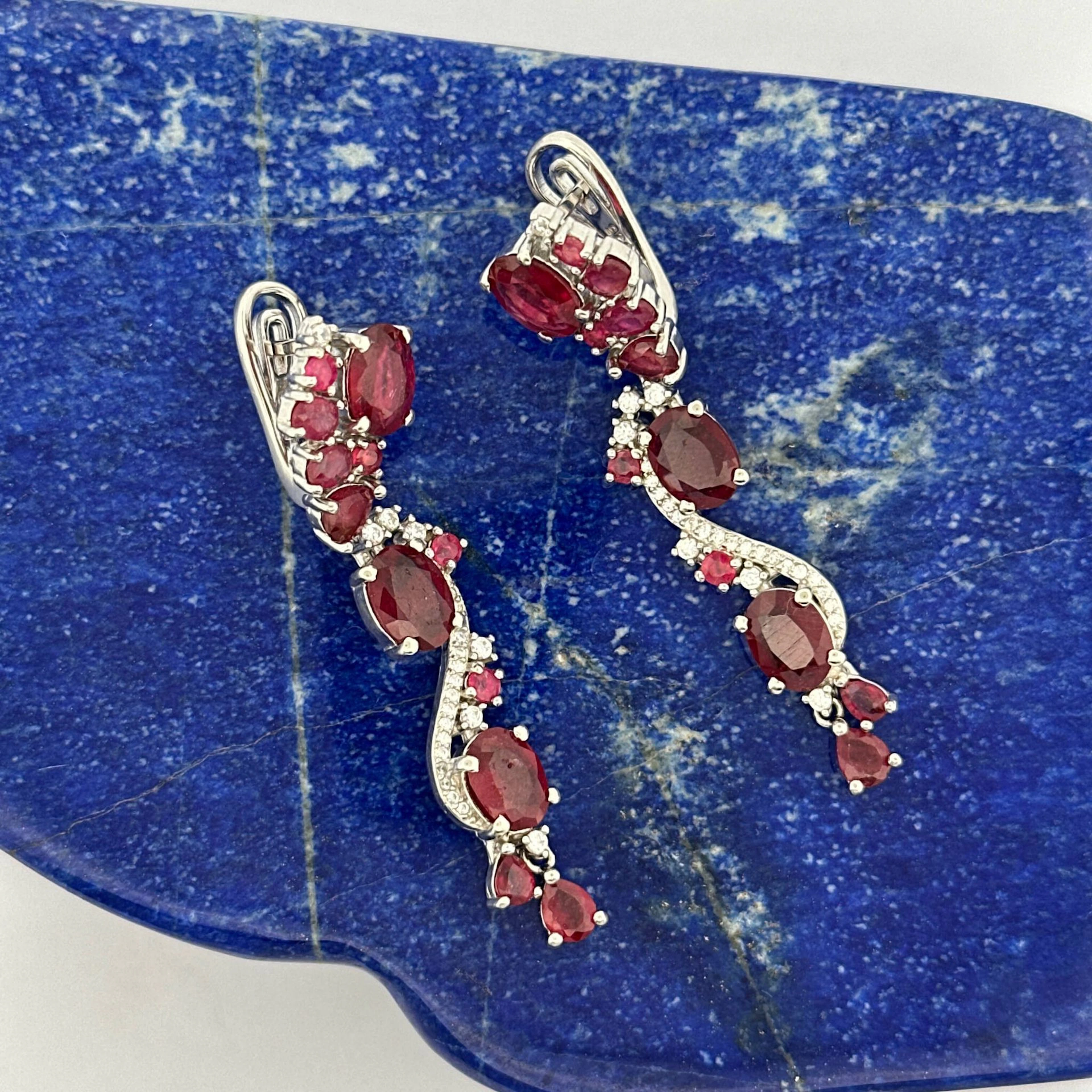 Pair of "wave" earrings in sterling silver (925) set with tr - Lot 347