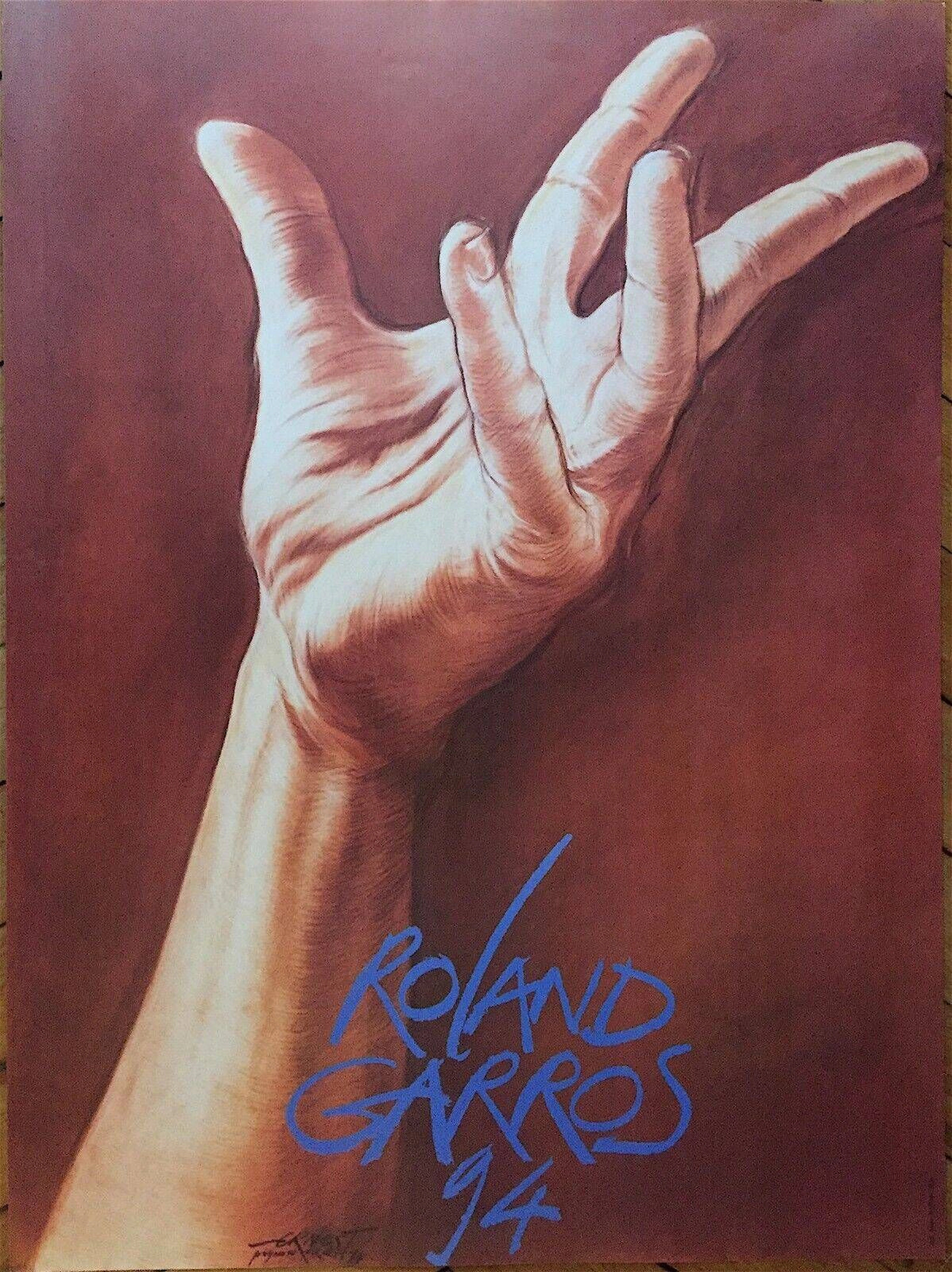 ERNEST PIGNON ERNEST Affiche originale Roland Garros 1994, signature imprimée en bas à gauche, 76 x 56 cm
