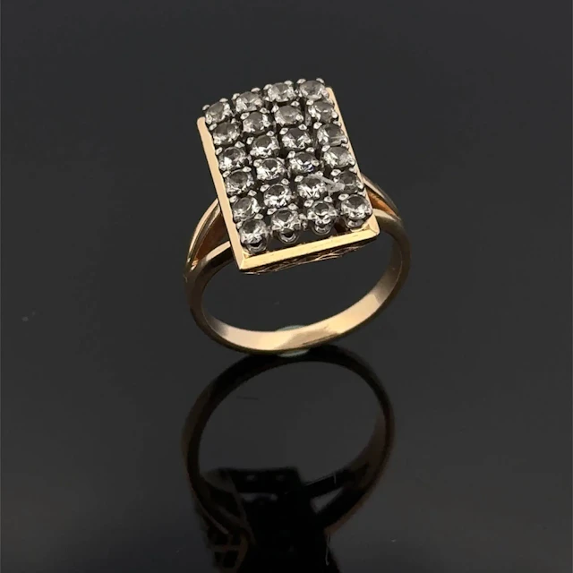 Rectangular ring in yellow and white gold (750) with an open - Lot 223