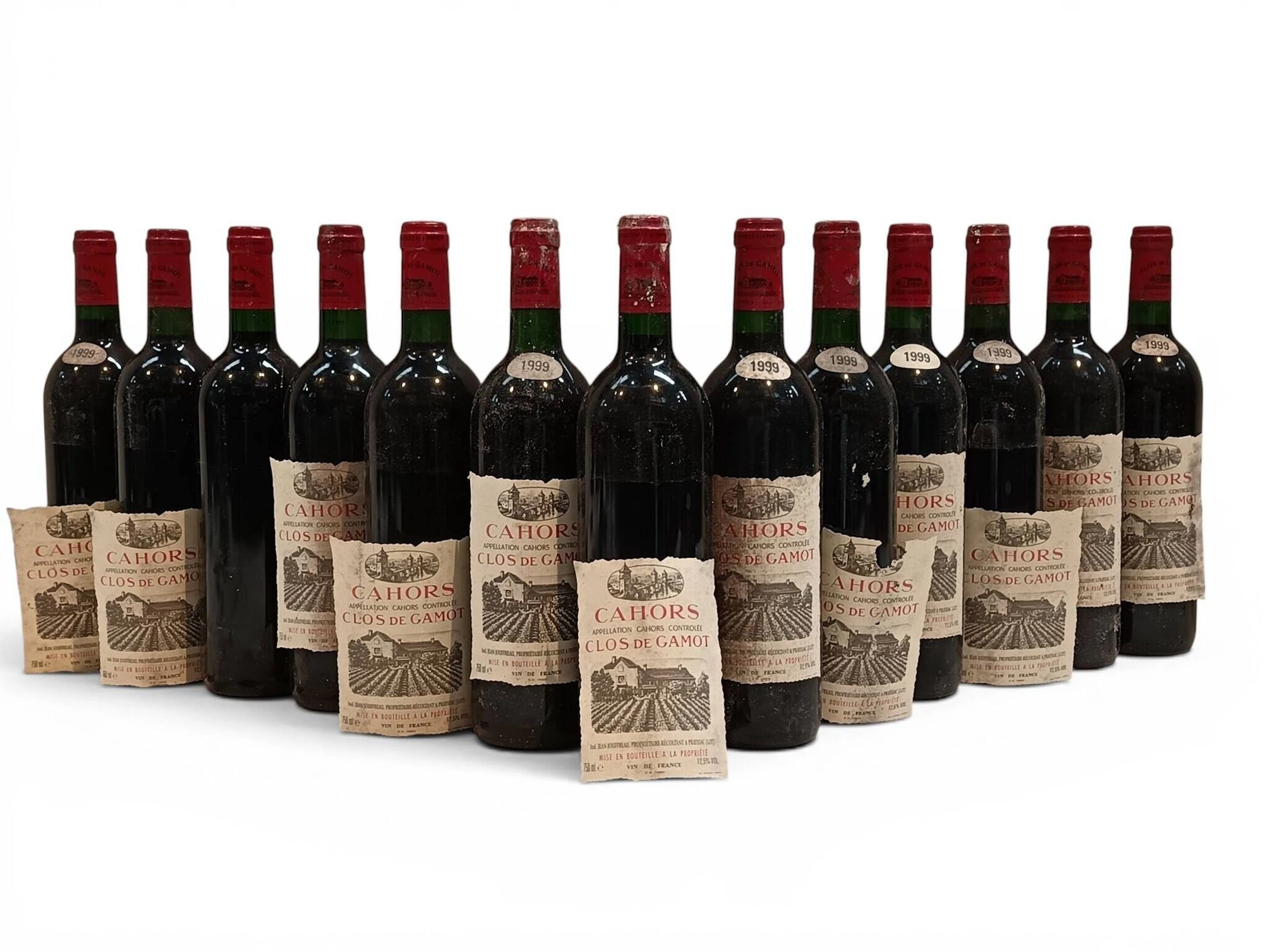 13 Bottles CLOS de GAMOT - CAHORS 1999 (Labels and collars r - Lot 185