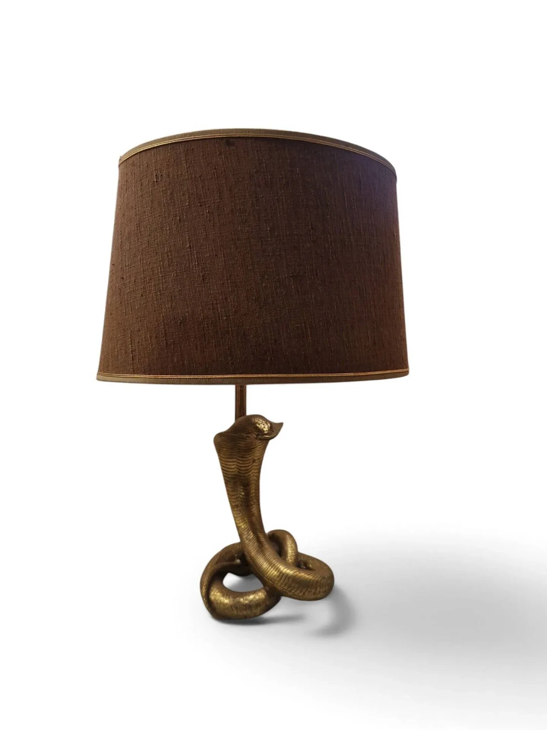 Living room lamp; the base is shaped like a bronze cobra; th - Lot 320