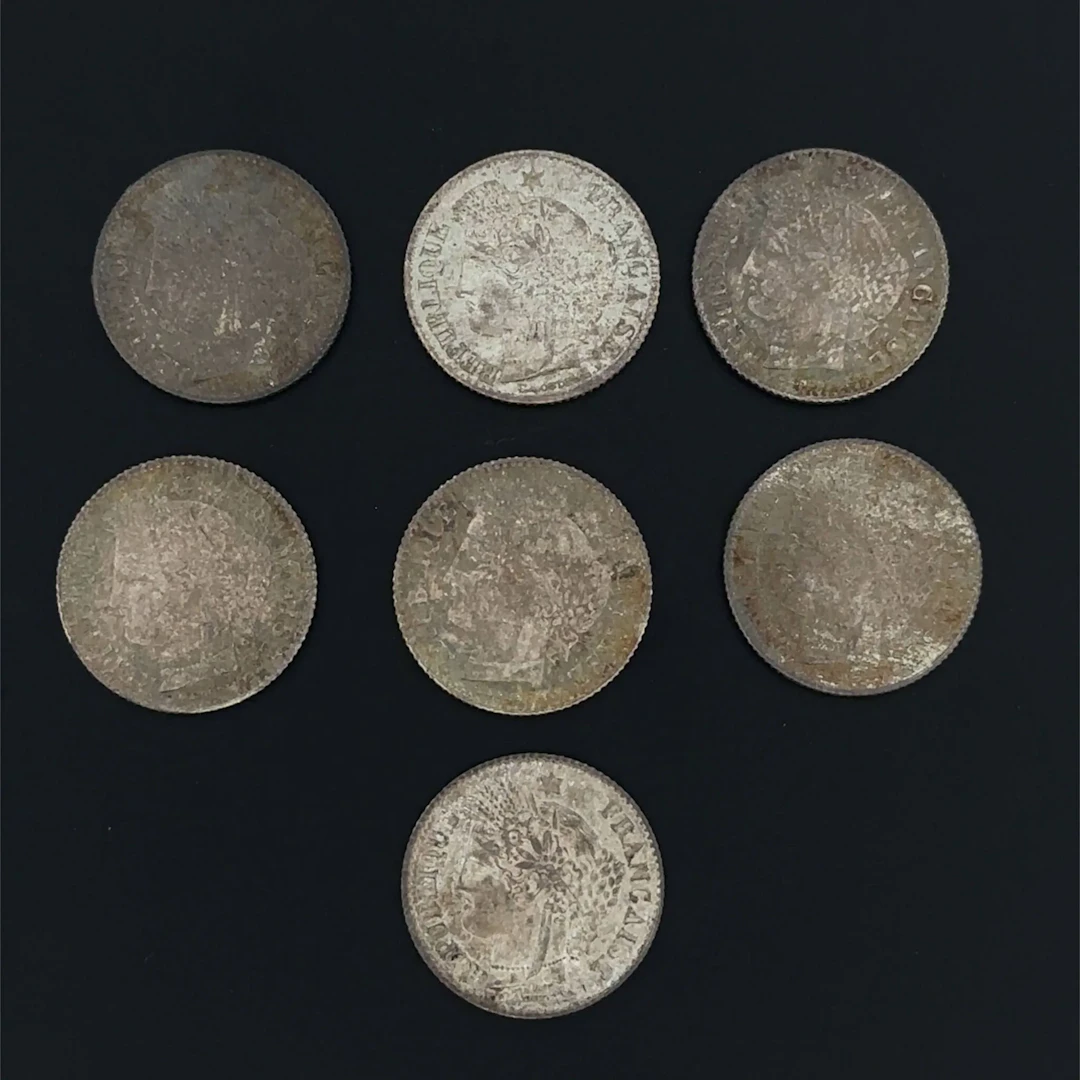 Second Republic – Set of 7 silver 20-centime coins, 1850, Pa - Lot 54