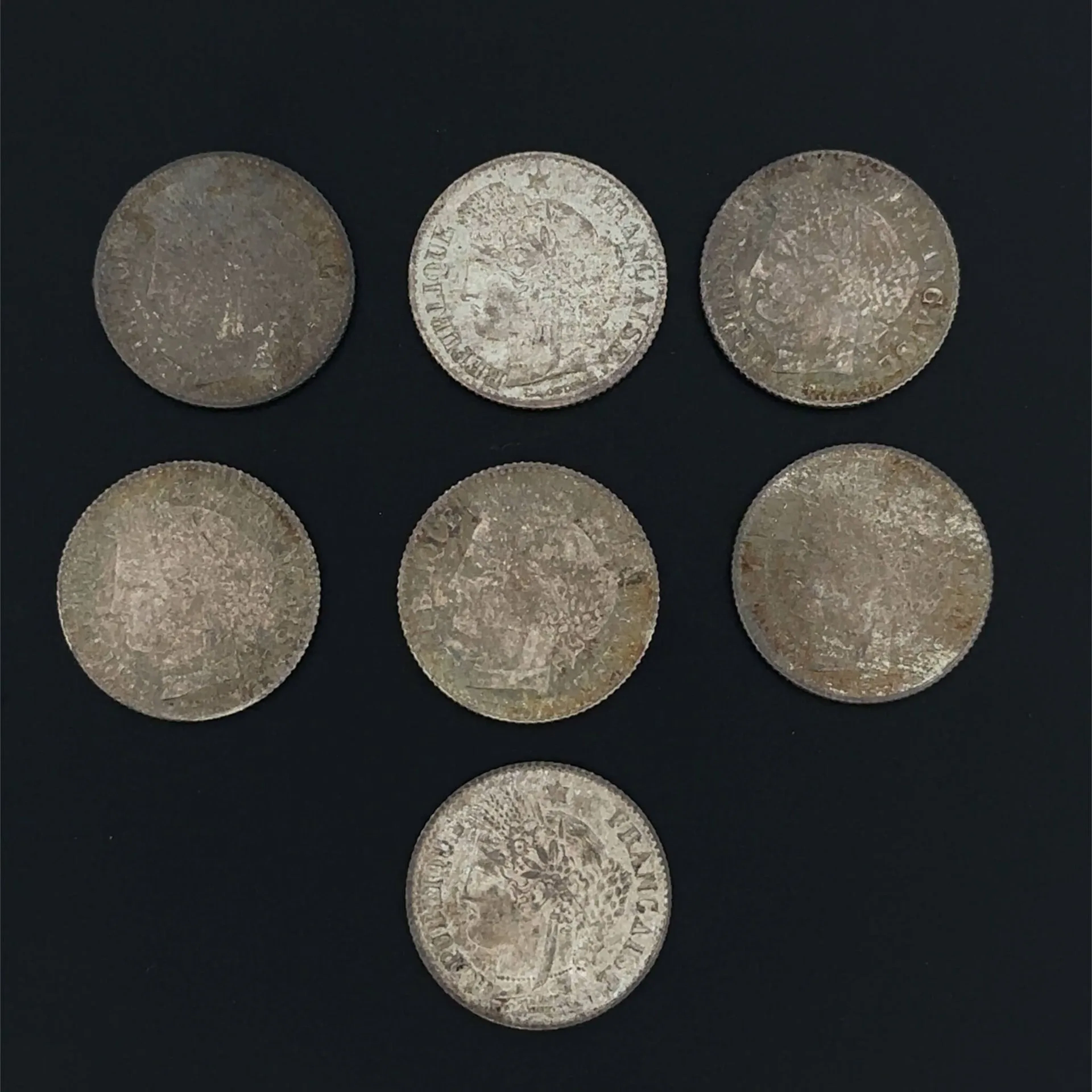 Second Republic – Set of 7 silver 20-centime coins, 1850, Pa - Lot 54