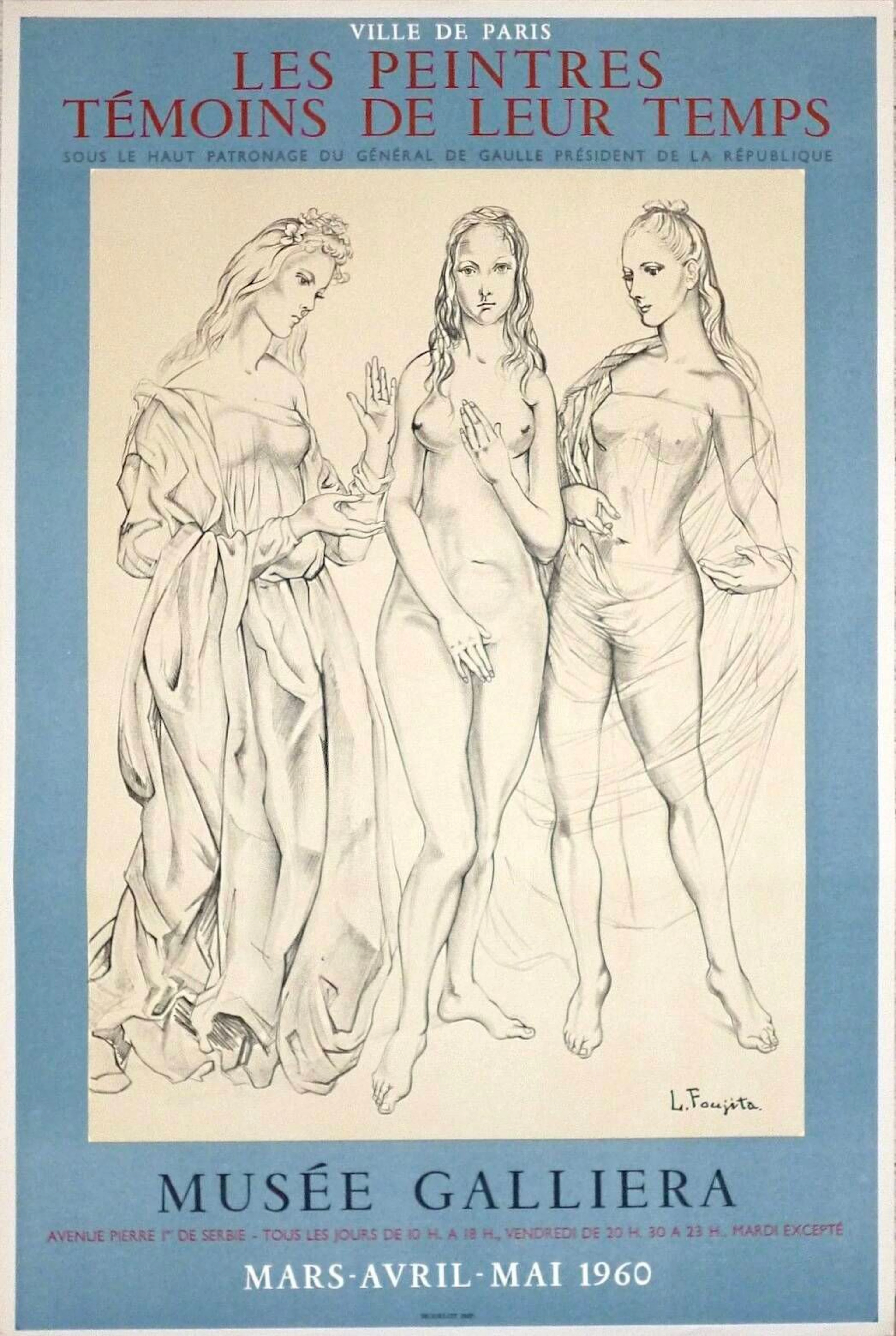 FOUJITA Léonard Lithograph poster Musée Galliera 1960, Mourl - Lot 186