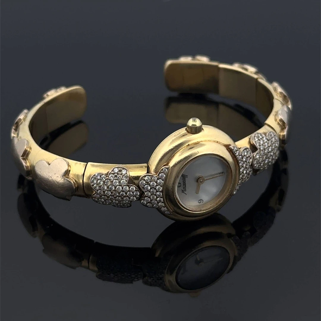Round ladies' watch in yellow and white gold (750). The beze - Lot 320