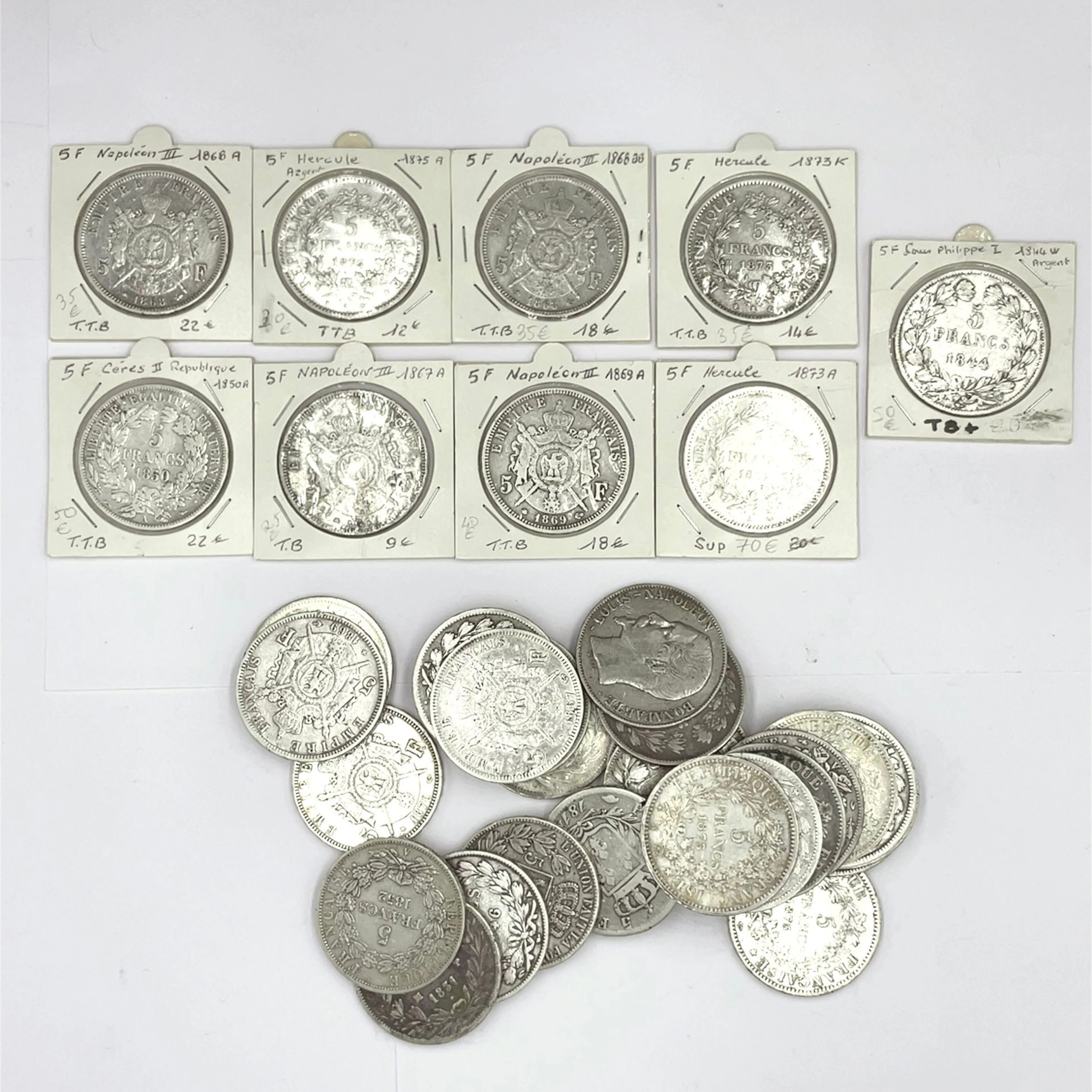 Set of 36 5-franc silver écus from the 19th century, primari - Lot 87