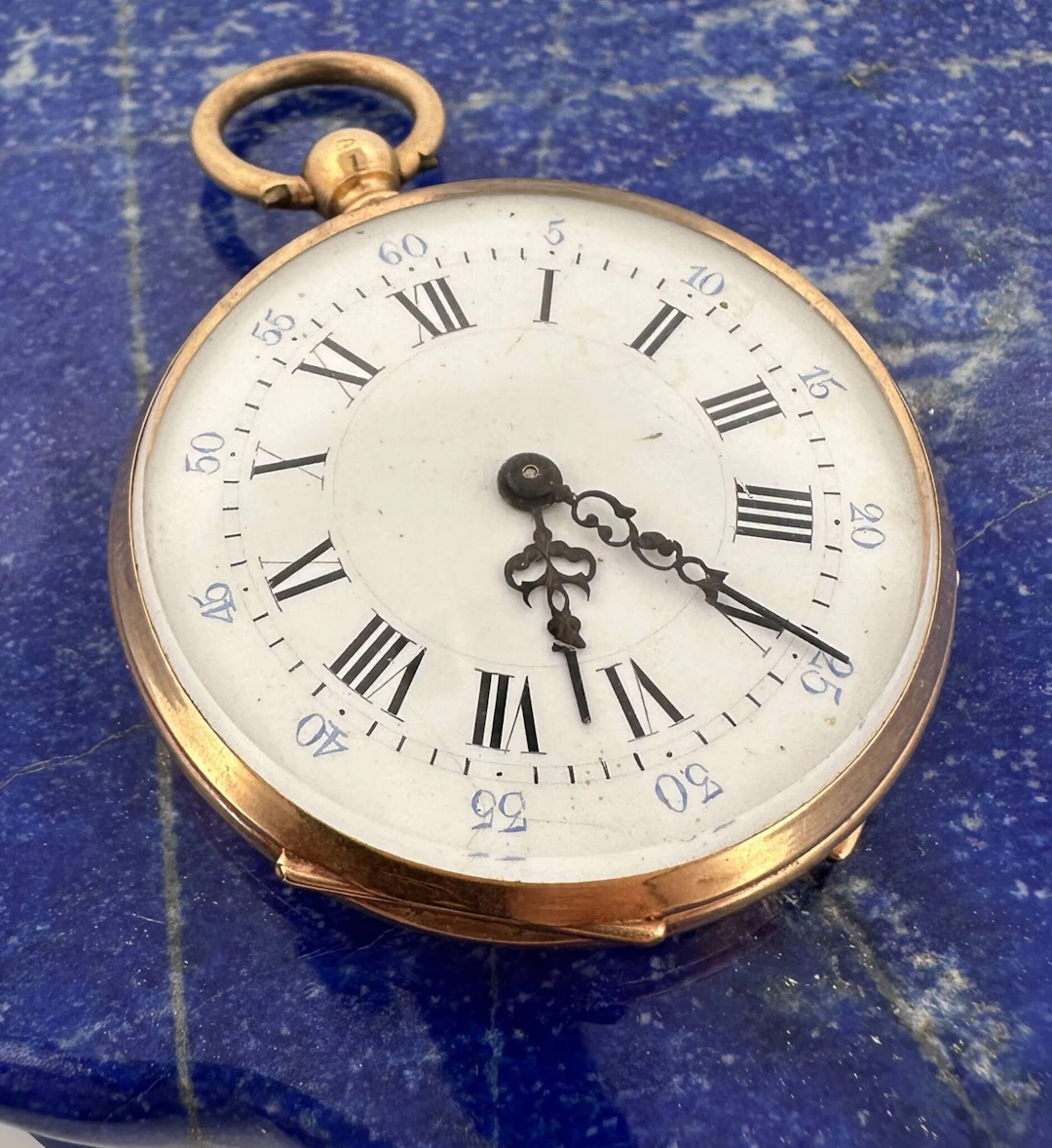 Yellow gold (750) pocket watch with a white enamel dial, Rom - Lot 24