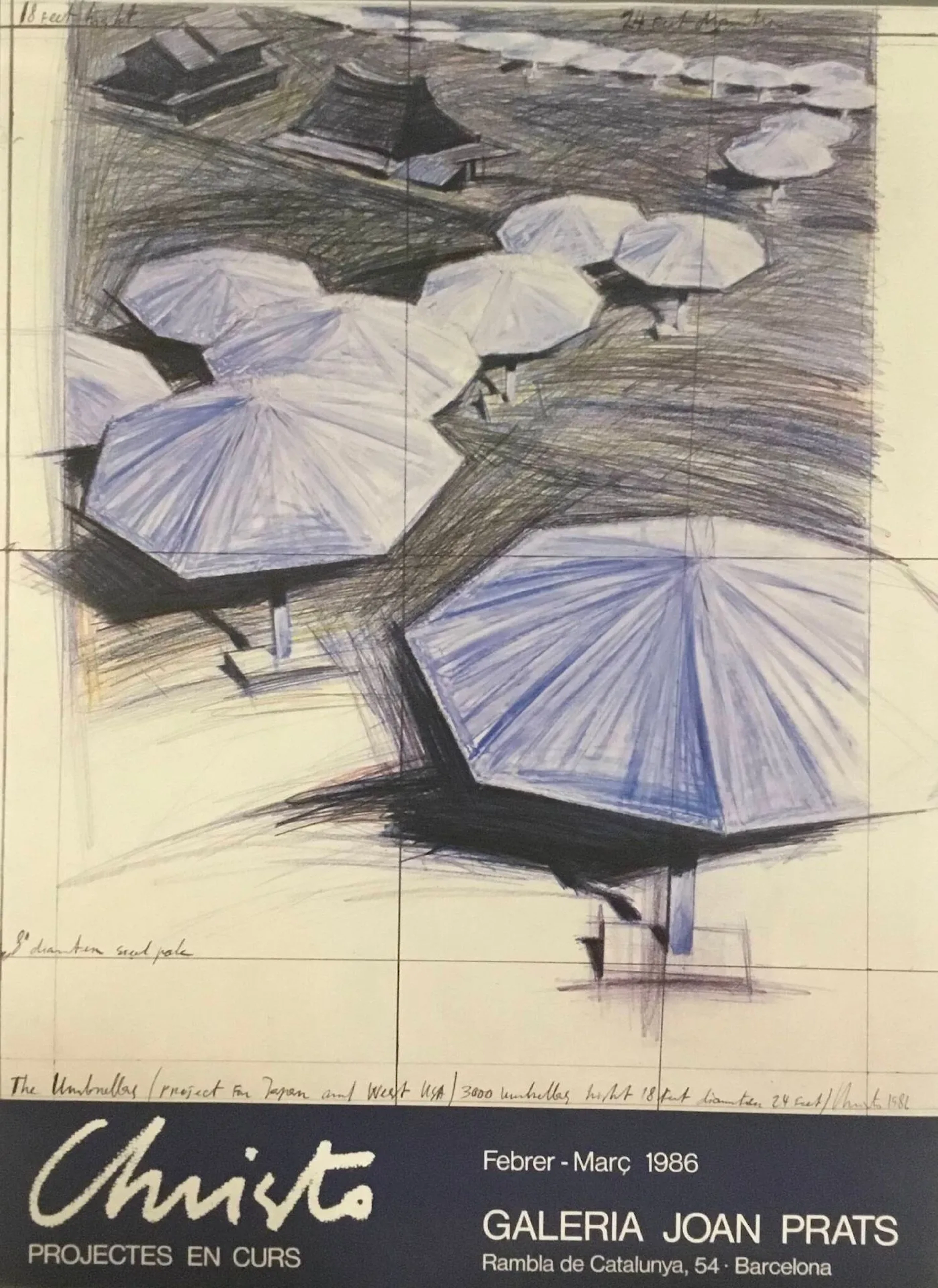 CHRISTO Original poster "Projectes en curs" 1986. Format 75 - Lot 593