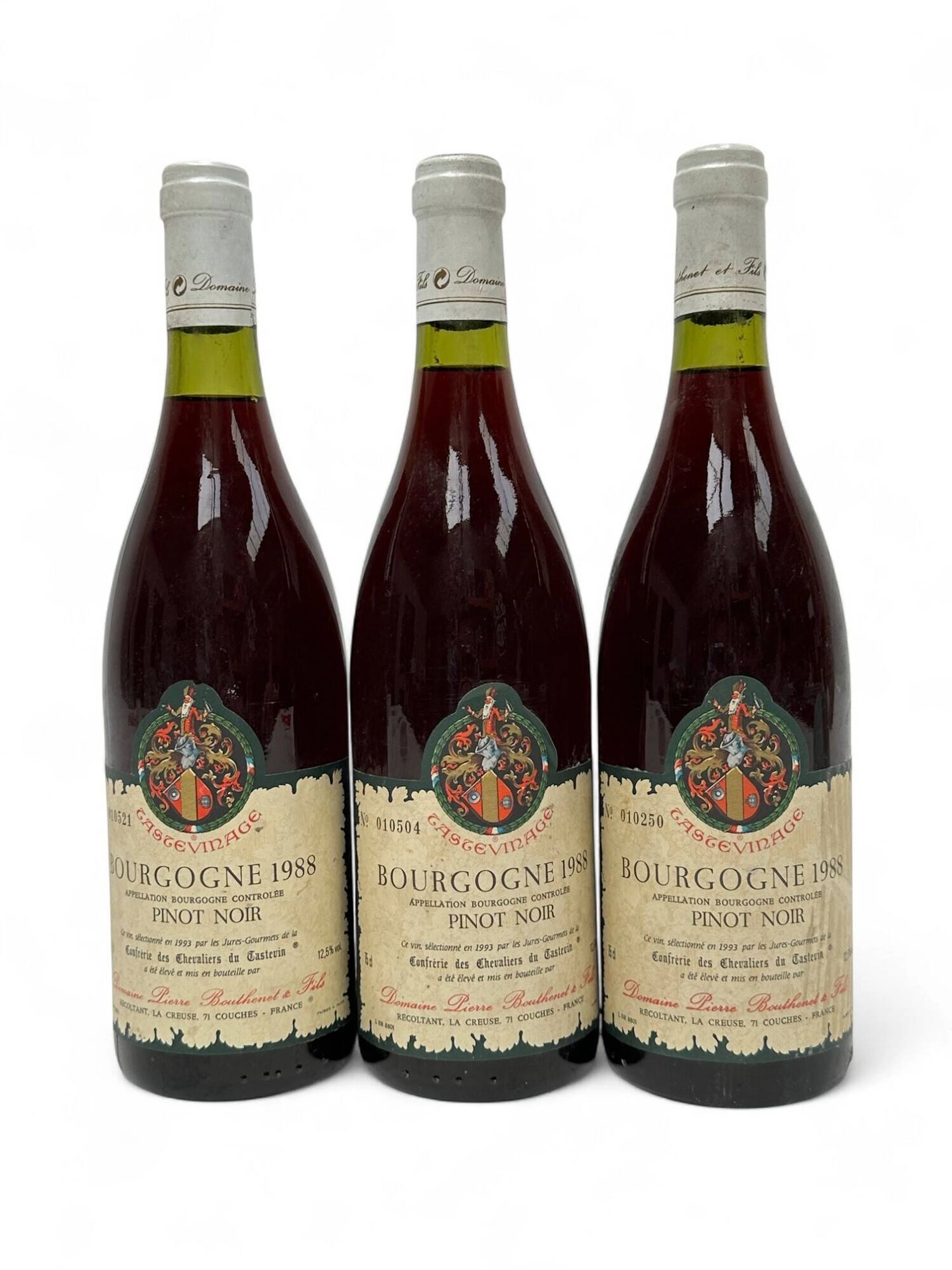 3 Bottles BOURGOGNE 1988 - Pierre BOUTHENET & Fils Label - Lot 78
