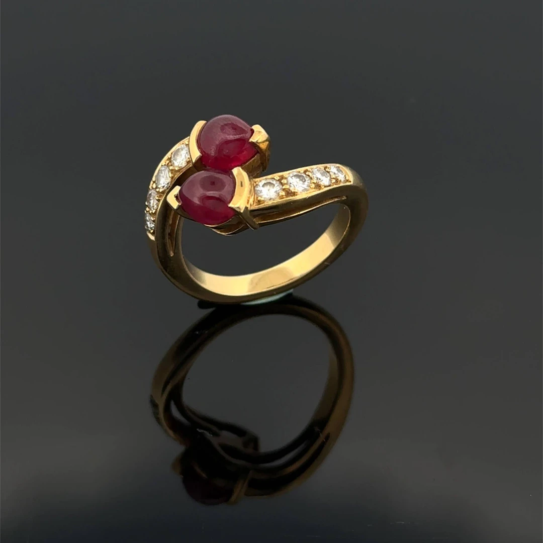 "You & Me" ring in yellow gold (750) set with two pear-s - Lot 270