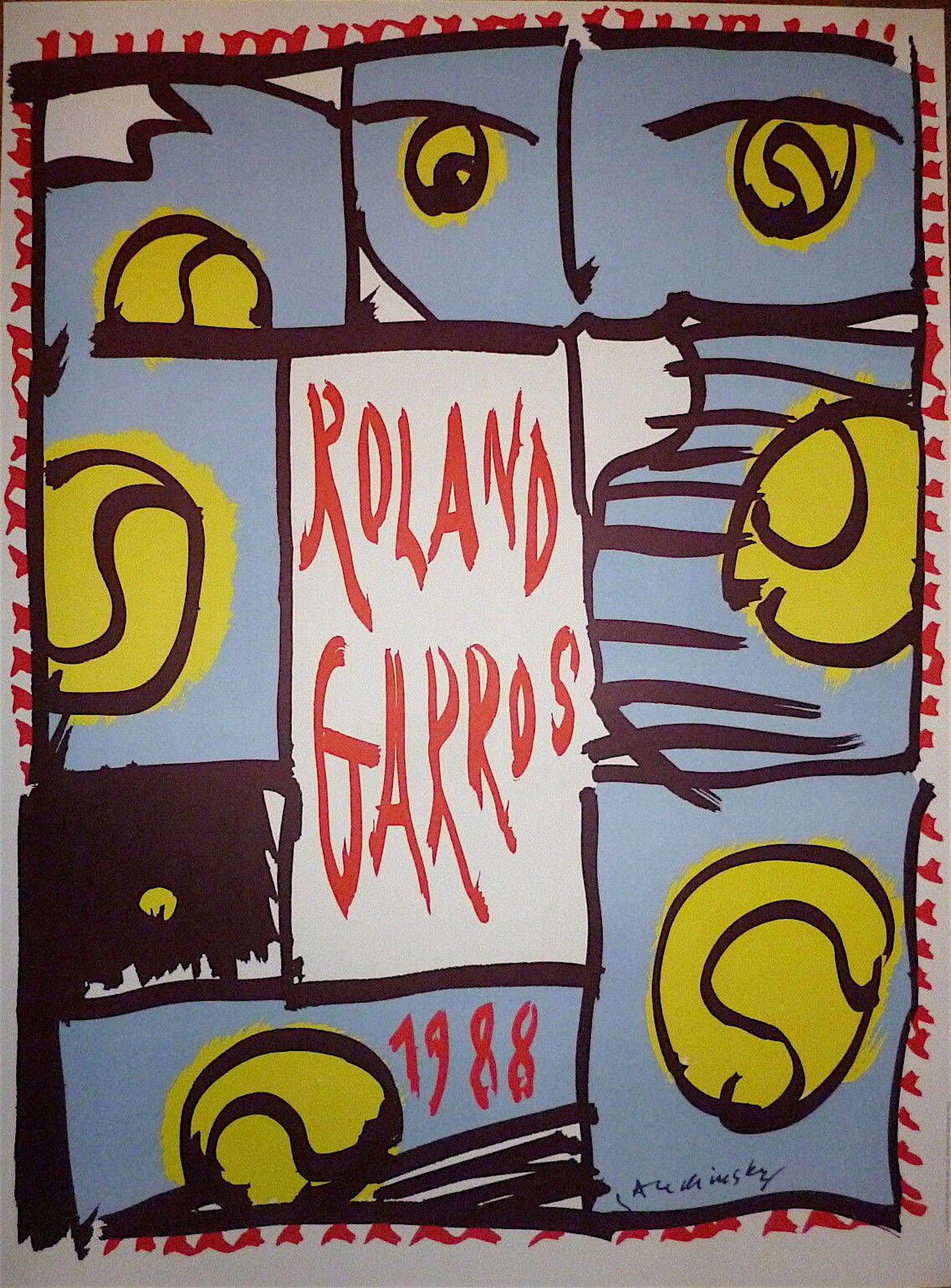 ALECHINSKY Pierre Original poster "Roland Garros" 1988, size - Lot 80