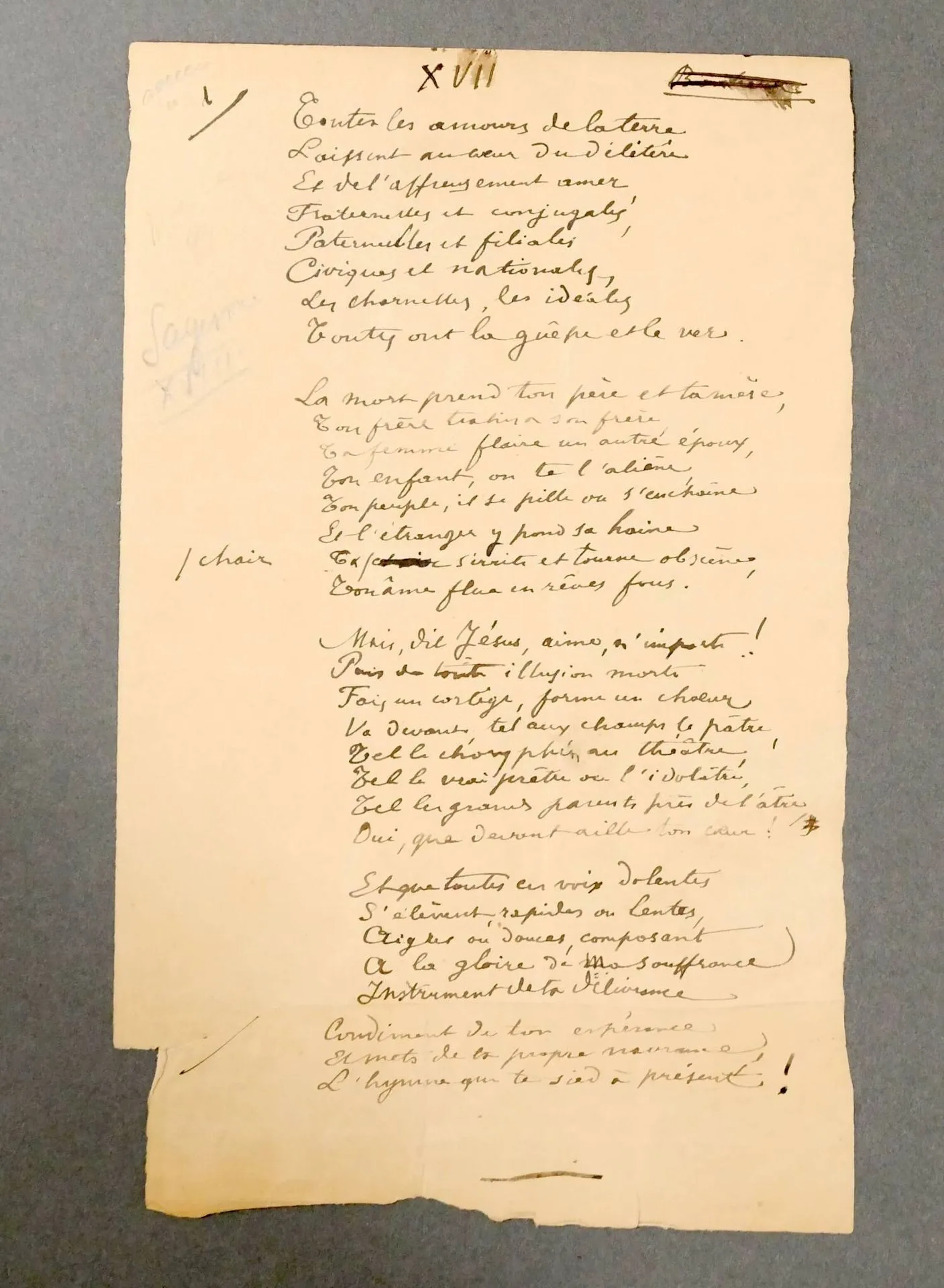 VERLAINE, Paul (1844-1896). Autograph poem entitled "XVII". - Lot 323