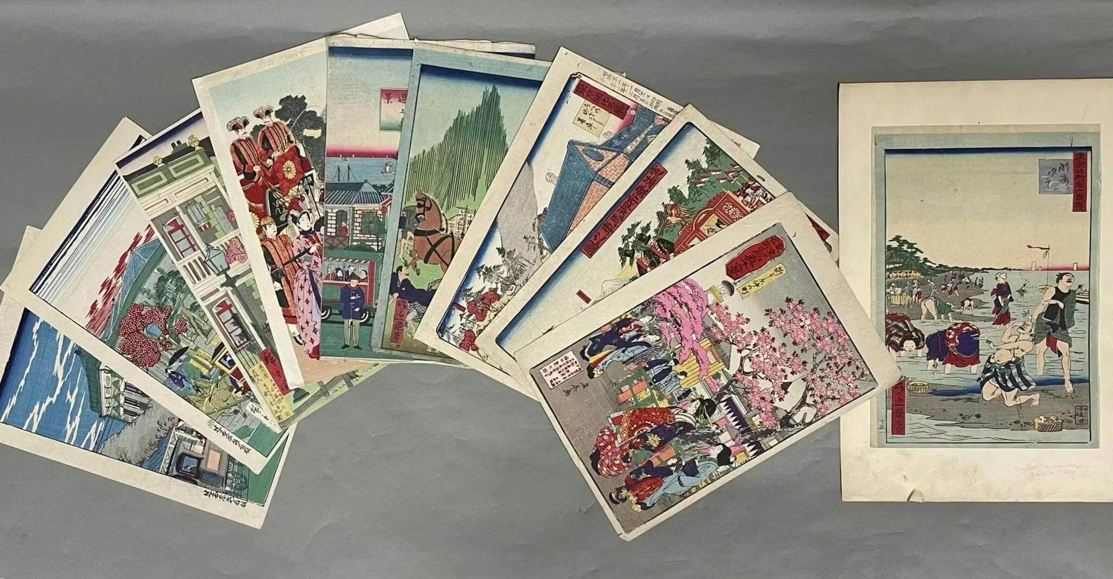 Set of eight prints, oban tate-e: - Lot 142