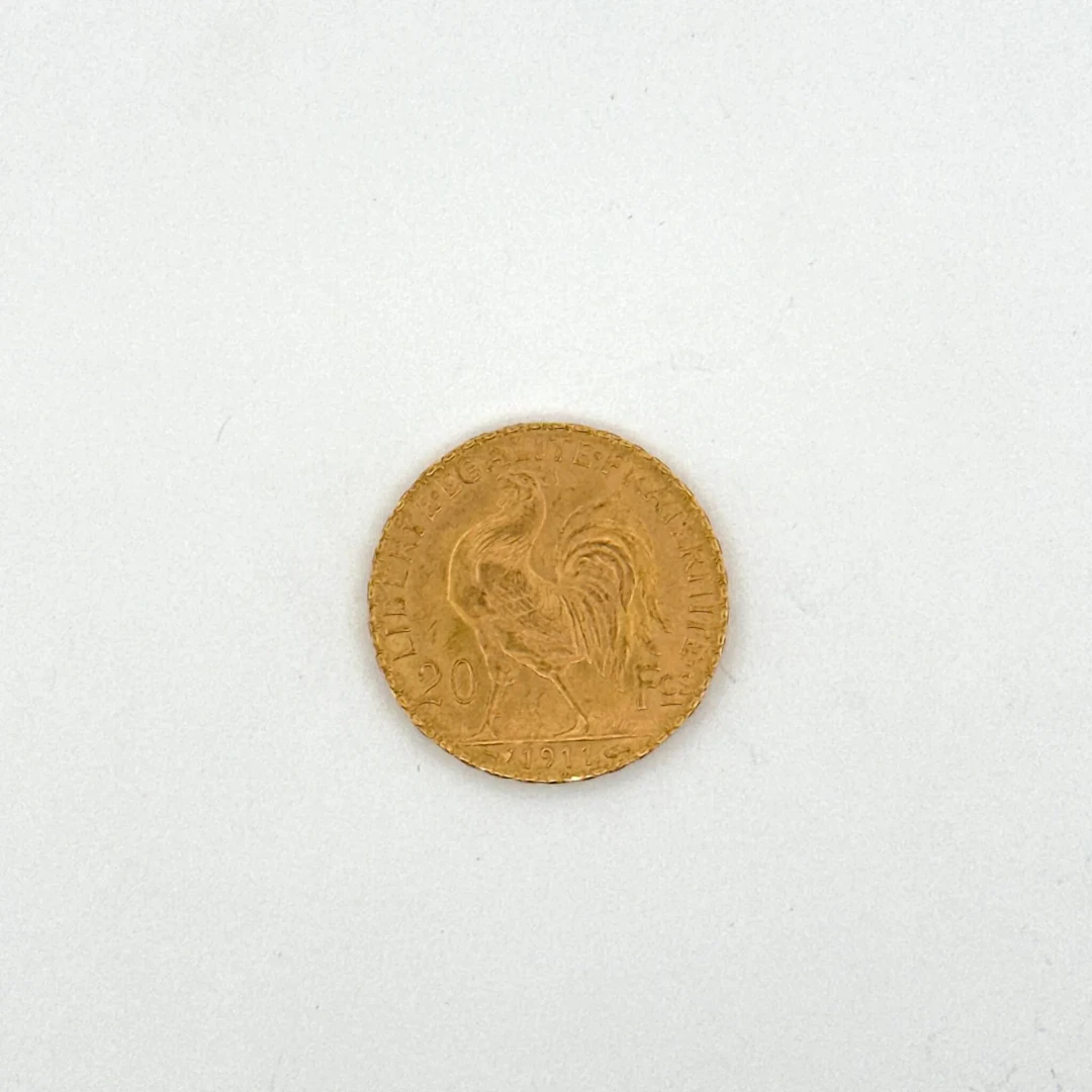 1911 20-franc gold "Rooster" coin. - Lot 173