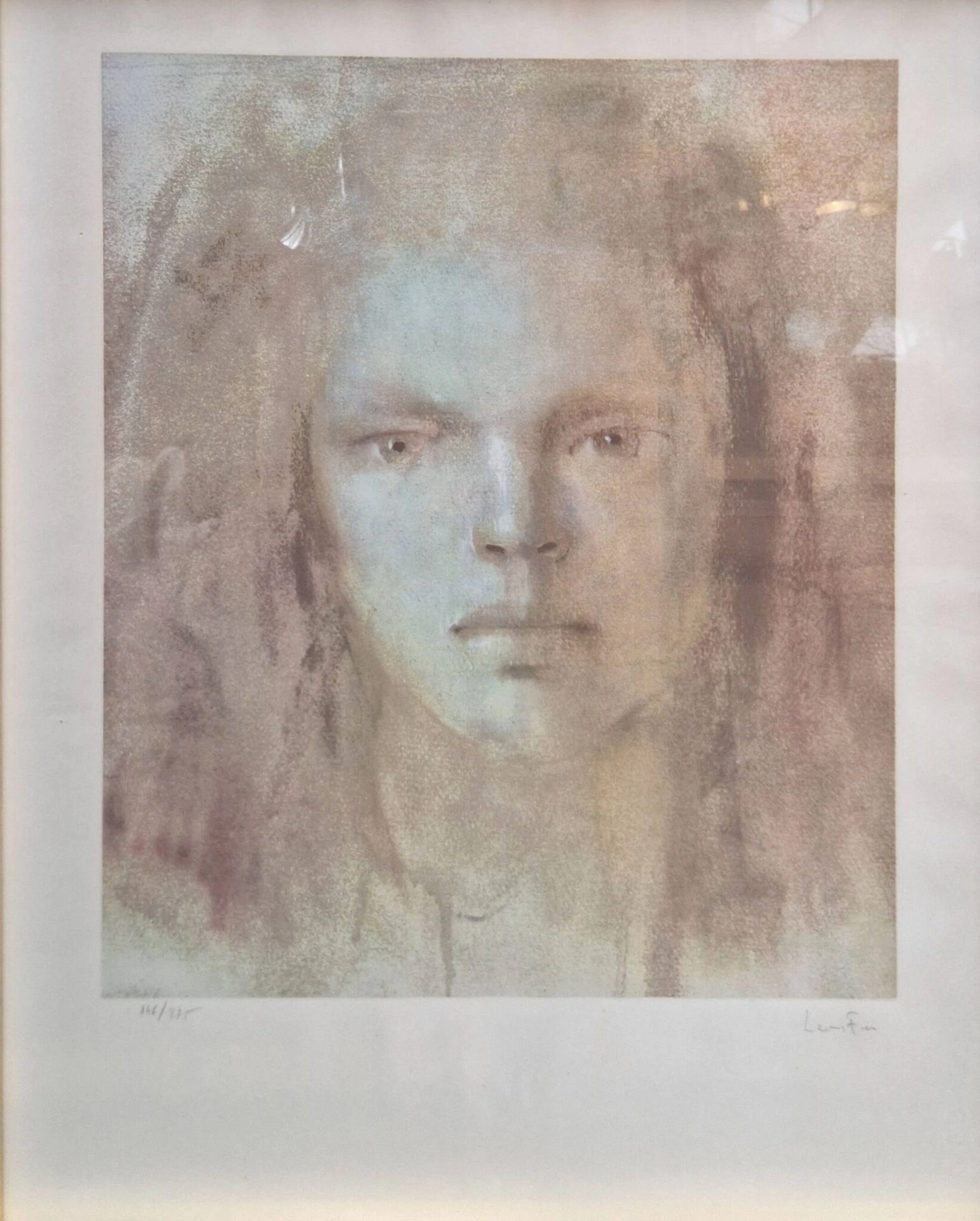 FINI Leonor (1907-1996) Tête de jeune femme, Lithographie en couleurs, 146/275, signée en bas à droite 69 x 54 cm à vue