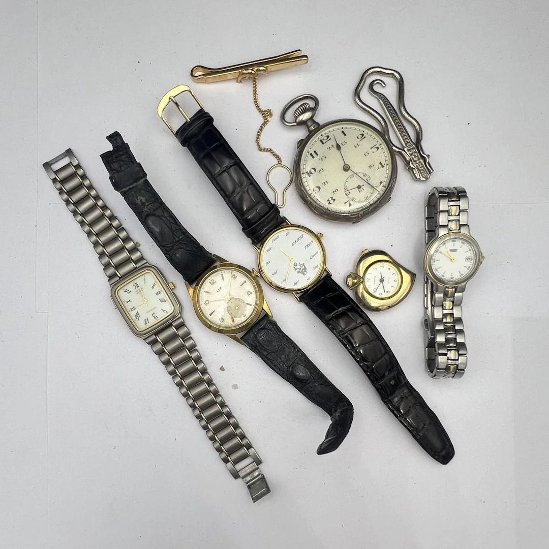 Set of 6 watches, including a silver pocket watch (800 min.) - Lot 143