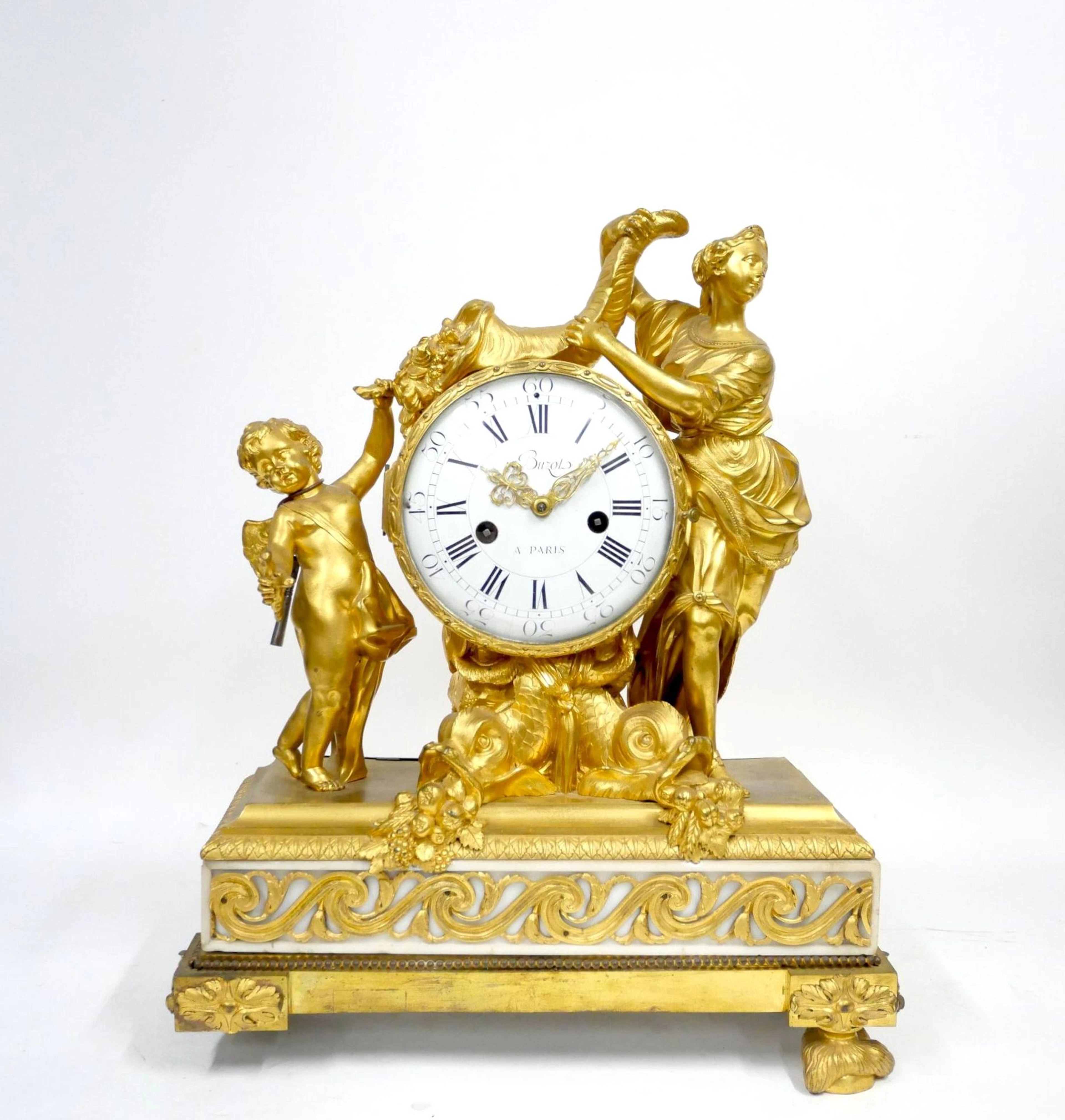 "Allegory of Abundance" tabletop clock in gilded bronze and - Lot 224