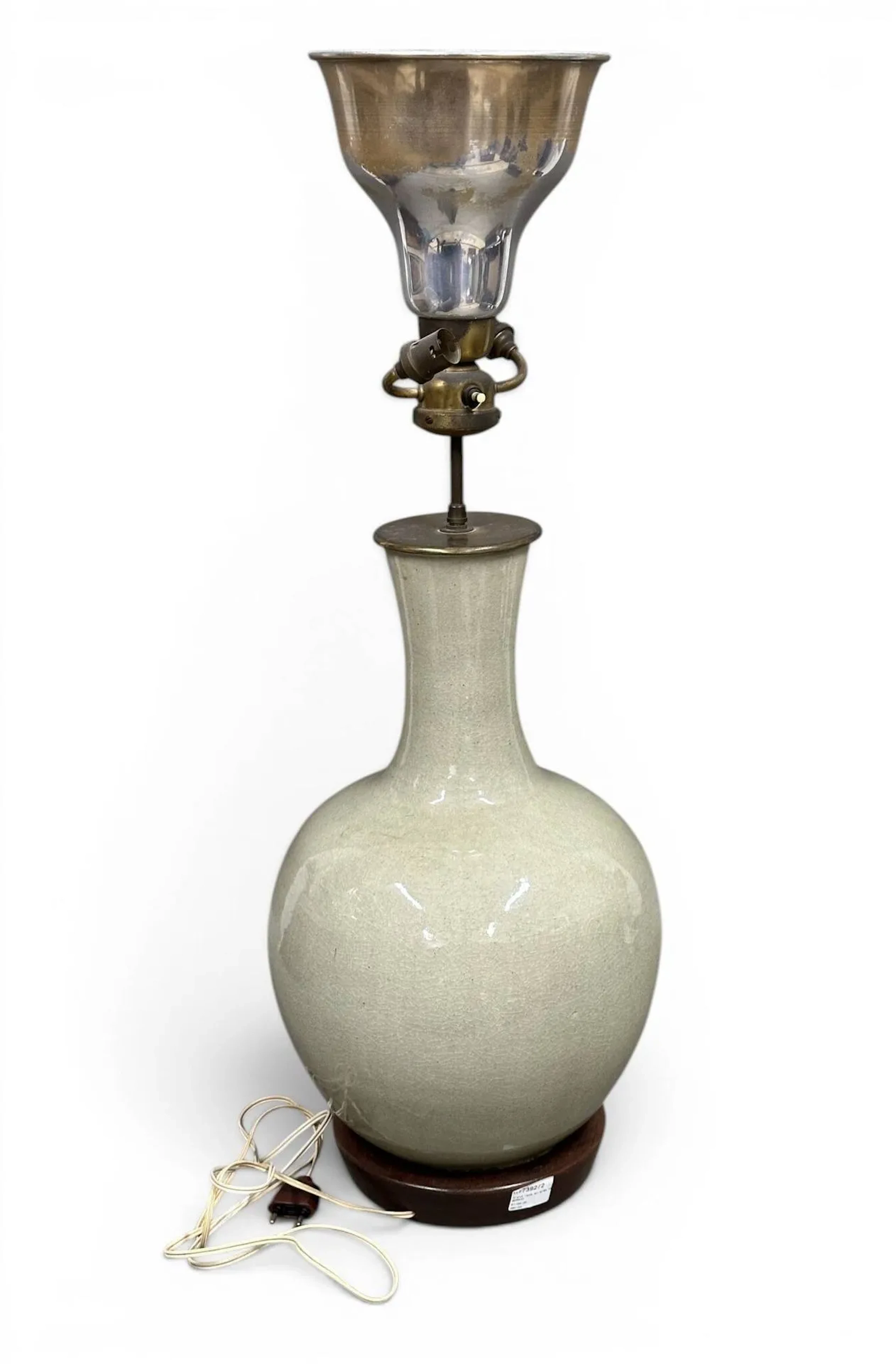 Large celadon stoneware vase with crackled base. China, late - Lot 163
