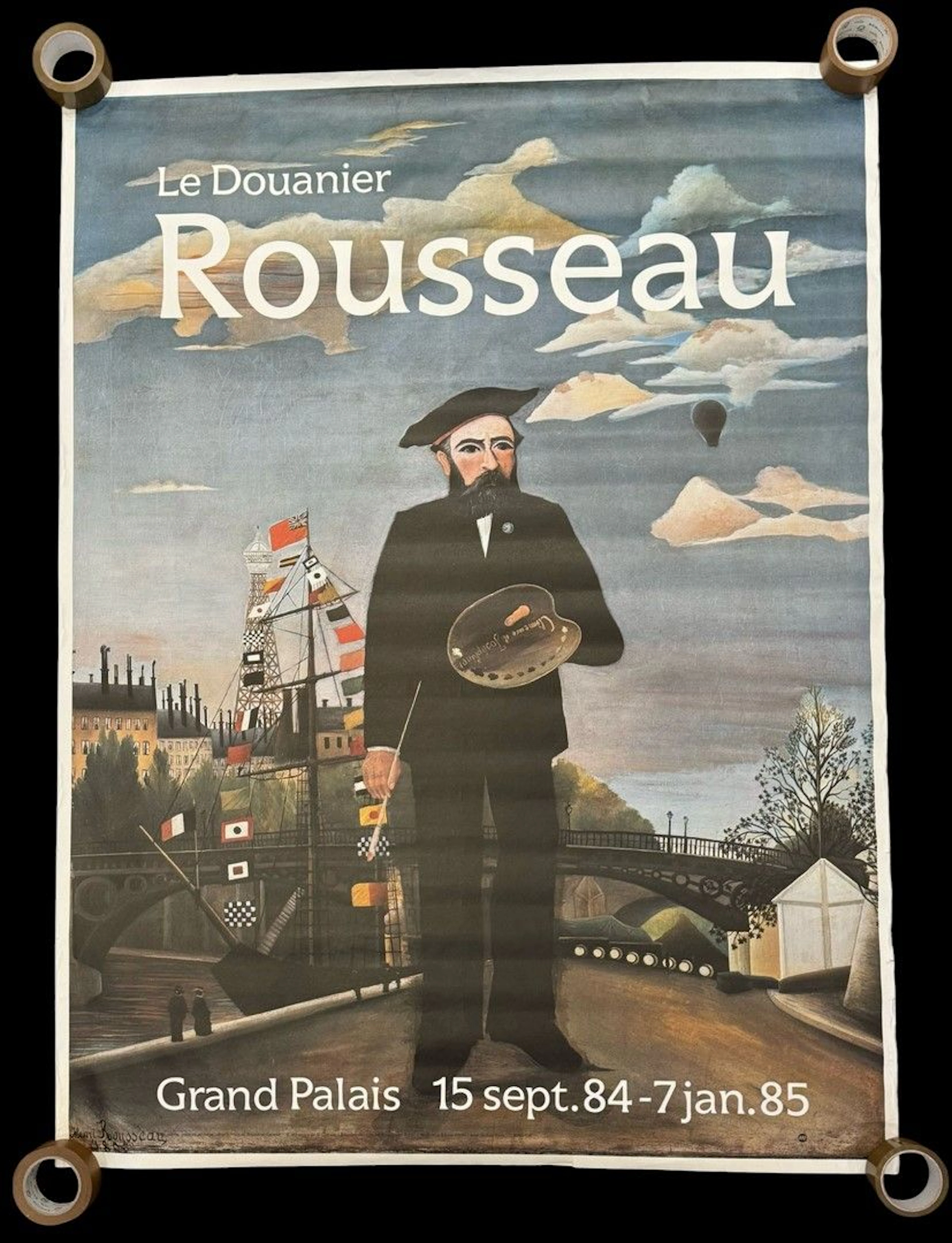 LE DOUANIER ROUSSEAU [Henri ROUSSEAU dit ] , d'après Le Douanier Rousseau, Grand Palais Paris 1985. Affiche originale, offset. Imp Bedos. 160x120cm ex11734-51