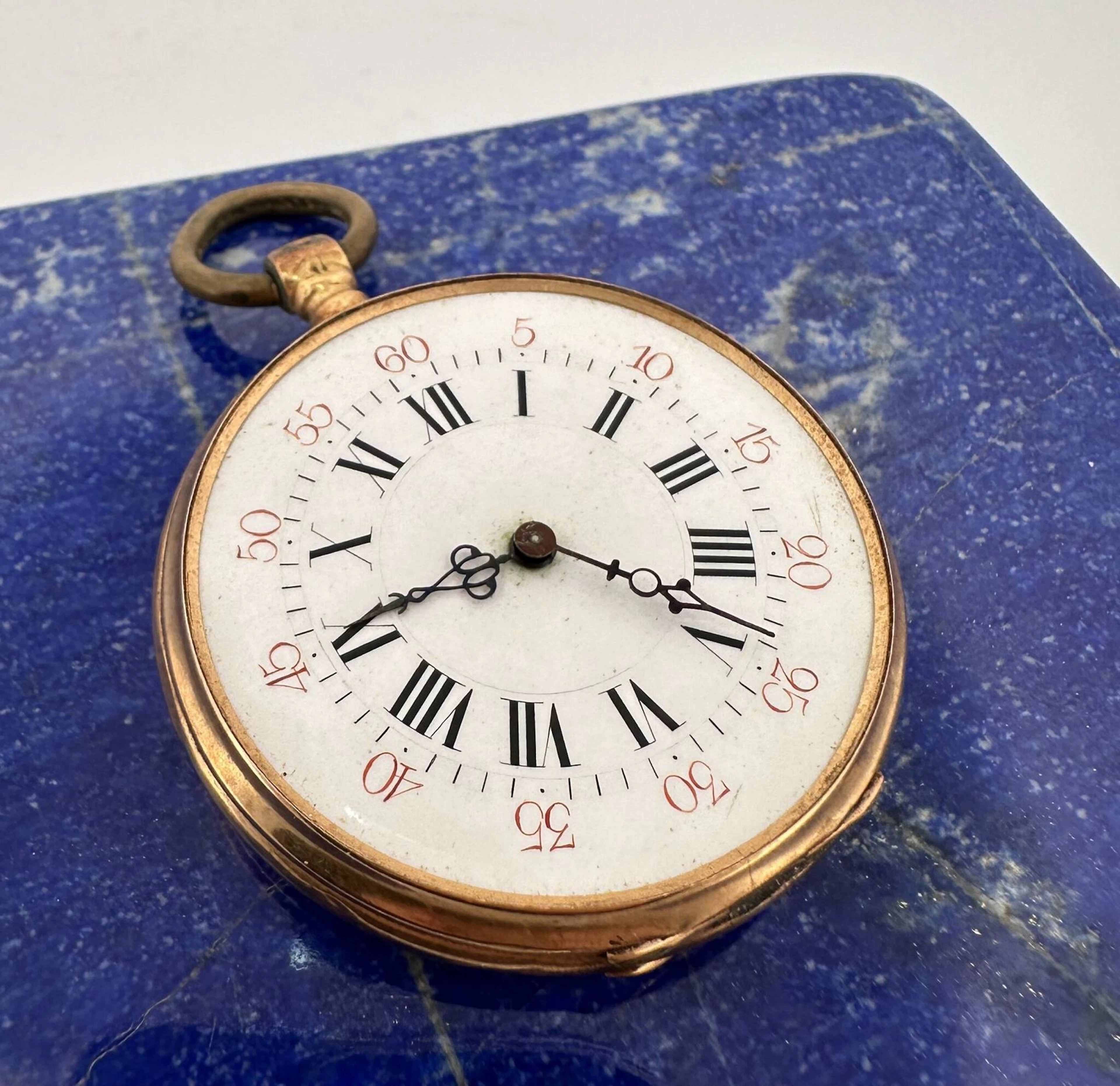 Yellow gold (750) pocket watch with a white enamel dial, Rom - Lot 28