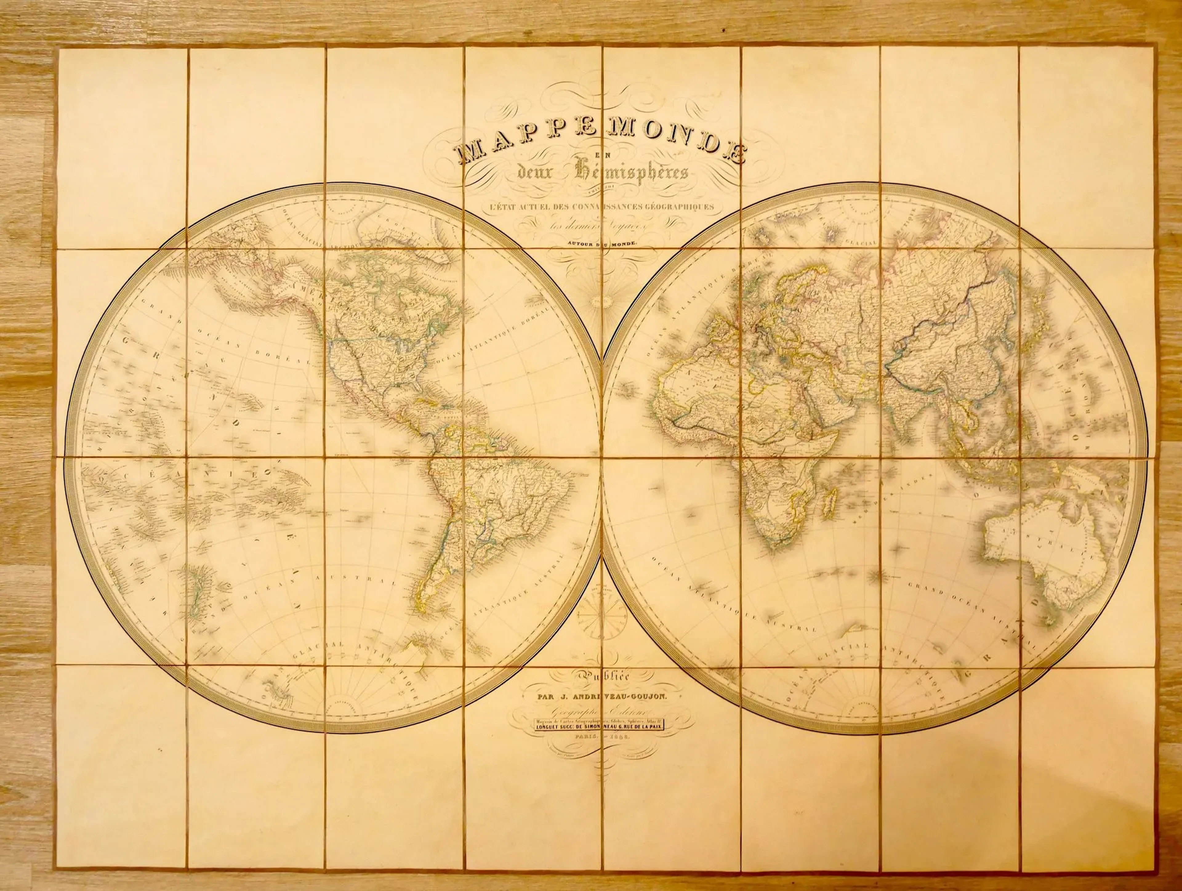 "World Map Divided into Two Hemispheres, Based on the Curren - Lot 37