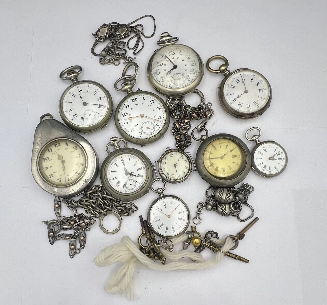 Set of 10 pocket watches and neck watches, including 5 made - Lot 15