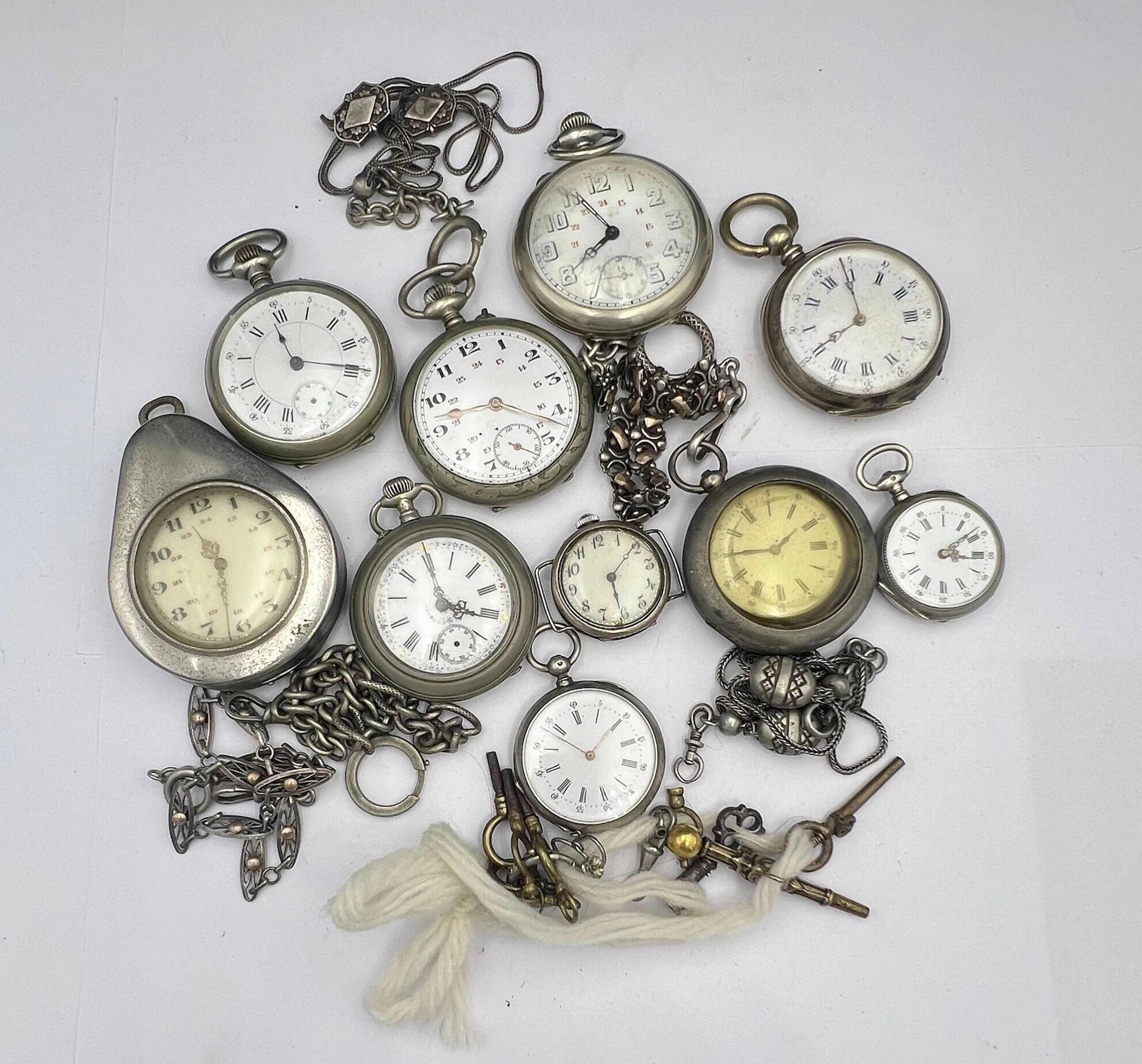 Set of 10 pocket watches and neck watches, including 5 made - Lot 15