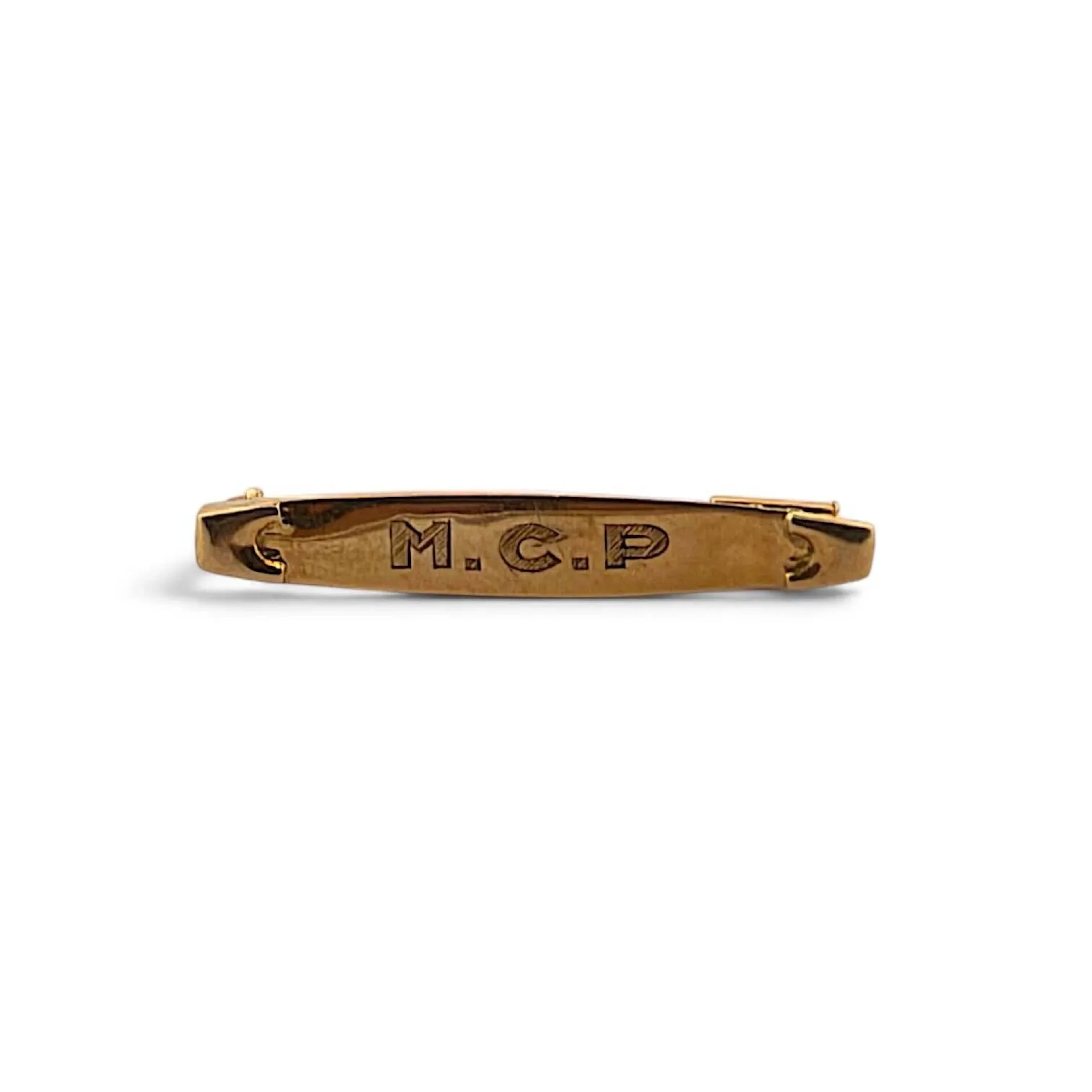 Yellow gold (750) brooch engraved with "M.C.P."; has some mi - Lot 310