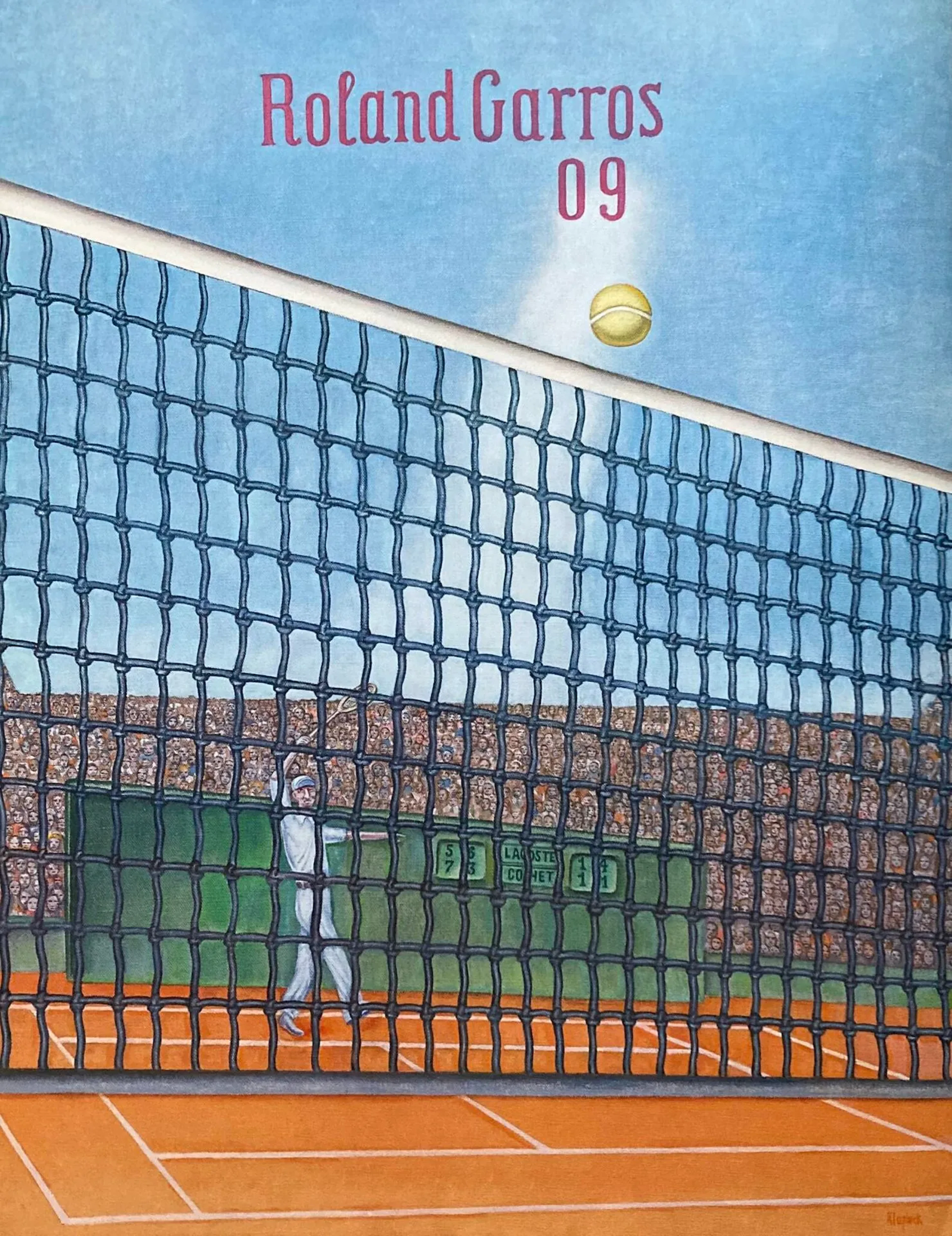 Konrad Klapheck Affiche originale, "Roland Garros 2009", 80 x 62 cm