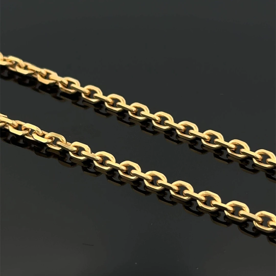 Yellow gold (750) chain with filed oval links. - Lot 212