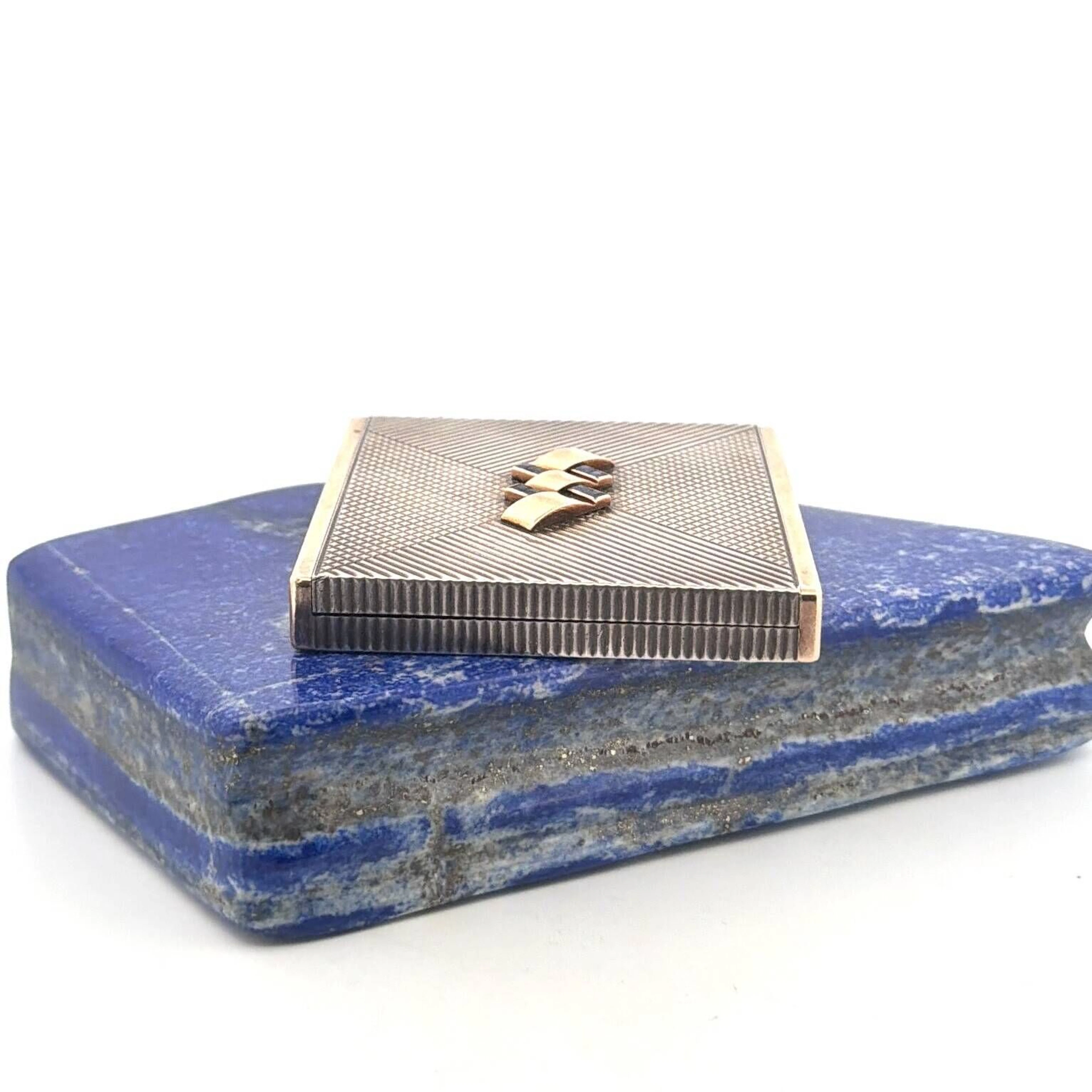 Silver (800) and rose gold (750) powder compact with fluted - Lot 90