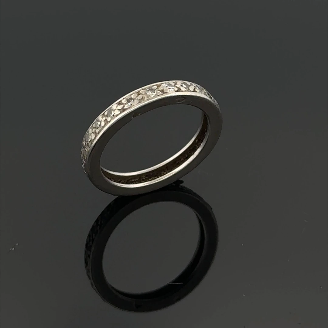 Platinum (950) wedding band set with 8/8-cut diamonds. - Lot 185