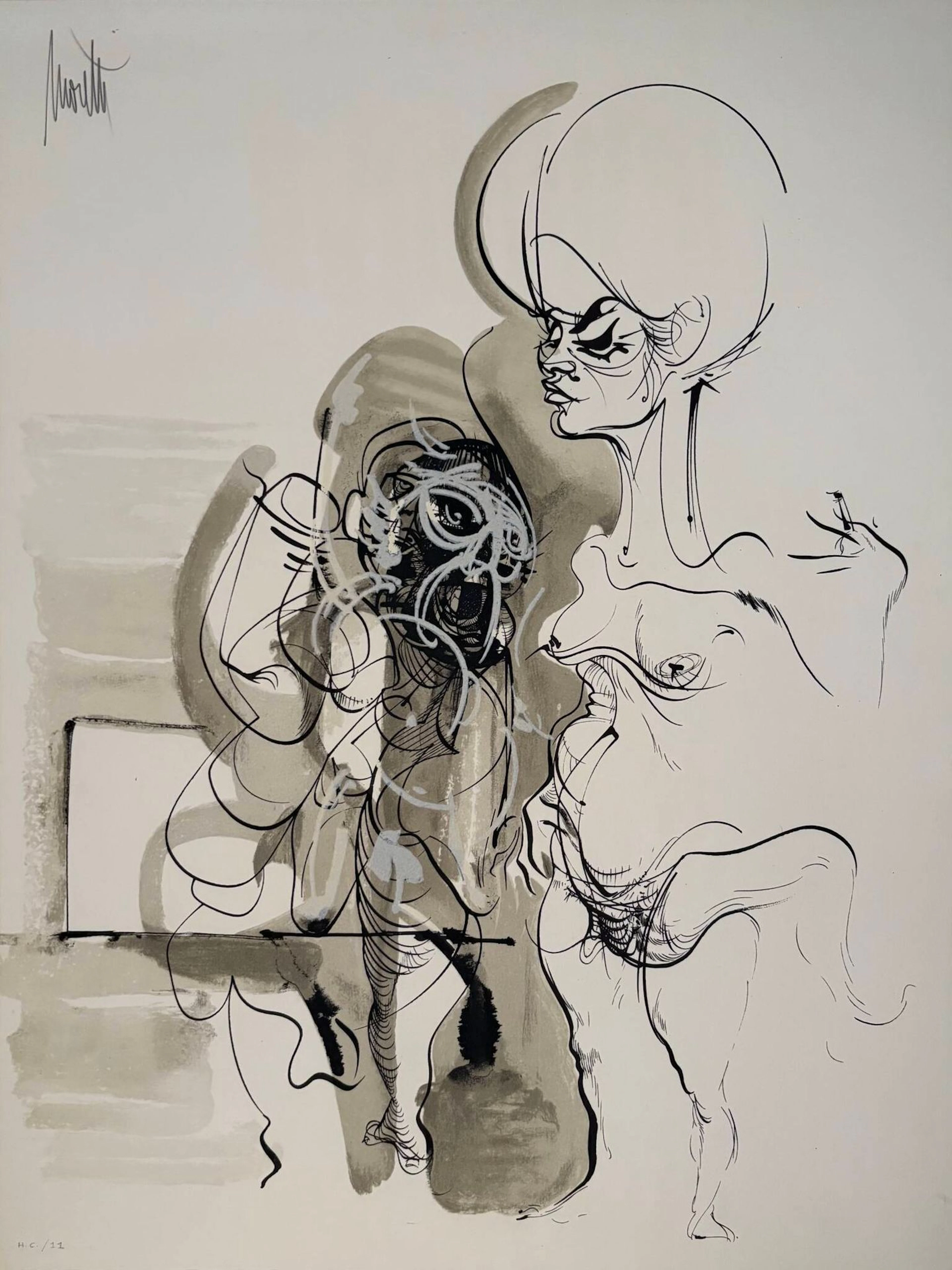 Raymond Moretti Lithographie justifiée HC, signée au crayon en haut à gauche, 65 x 50 cm