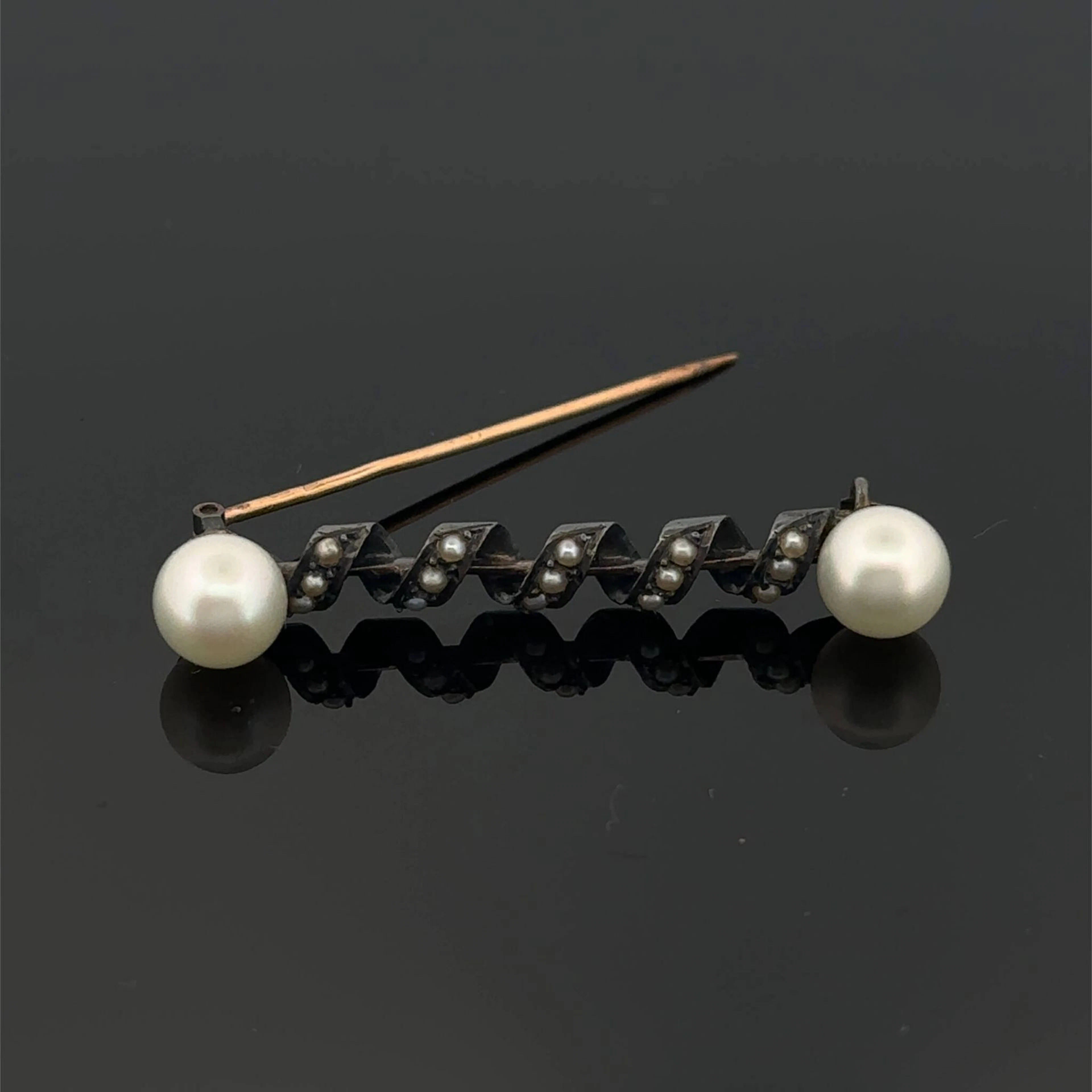 "Barrette" brooch in yellow gold (750) and silver (min. 800) - Lot 247