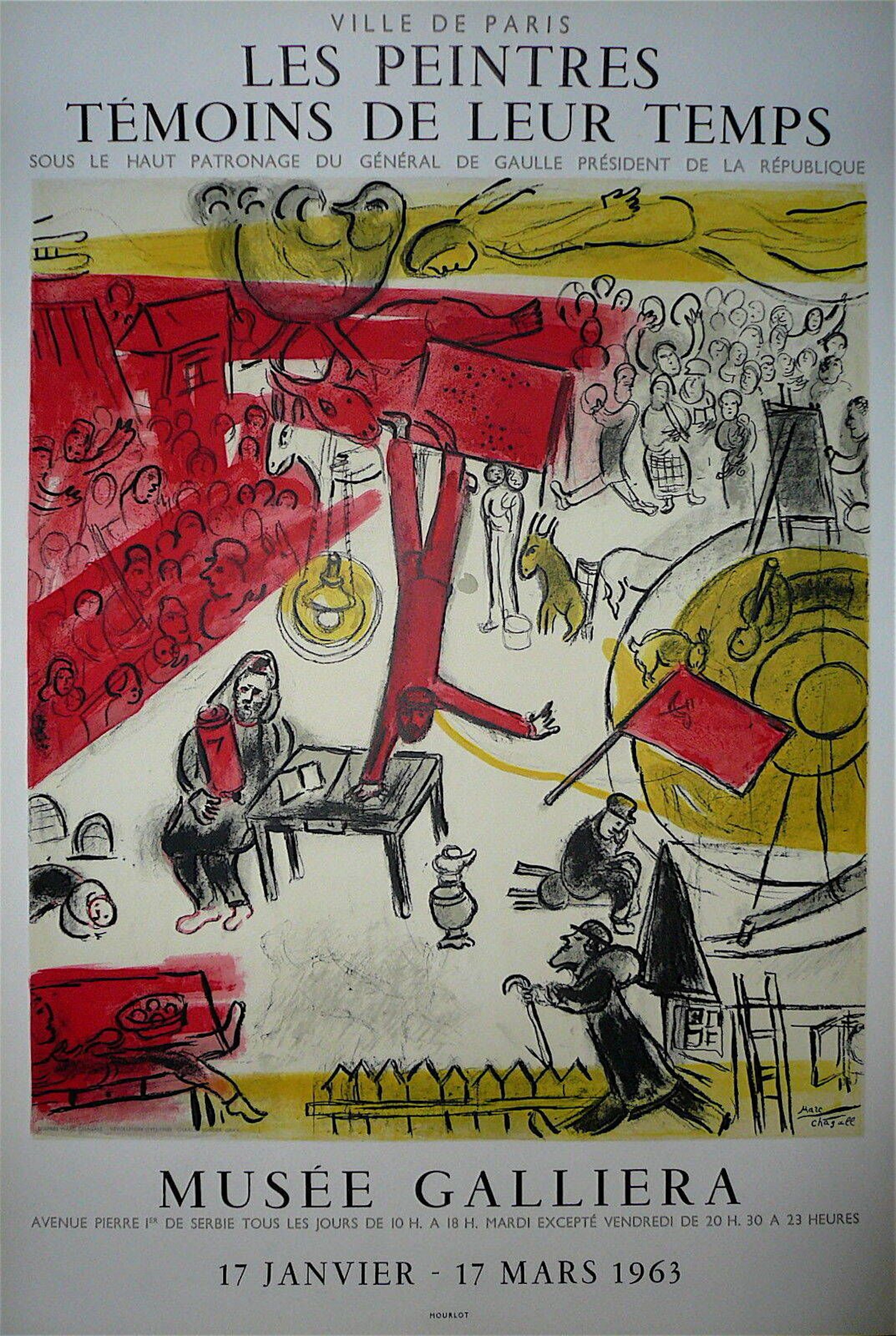 CHAGALL Marc Lithograph poster 1963, "Les peintres témoins d - Lot 140