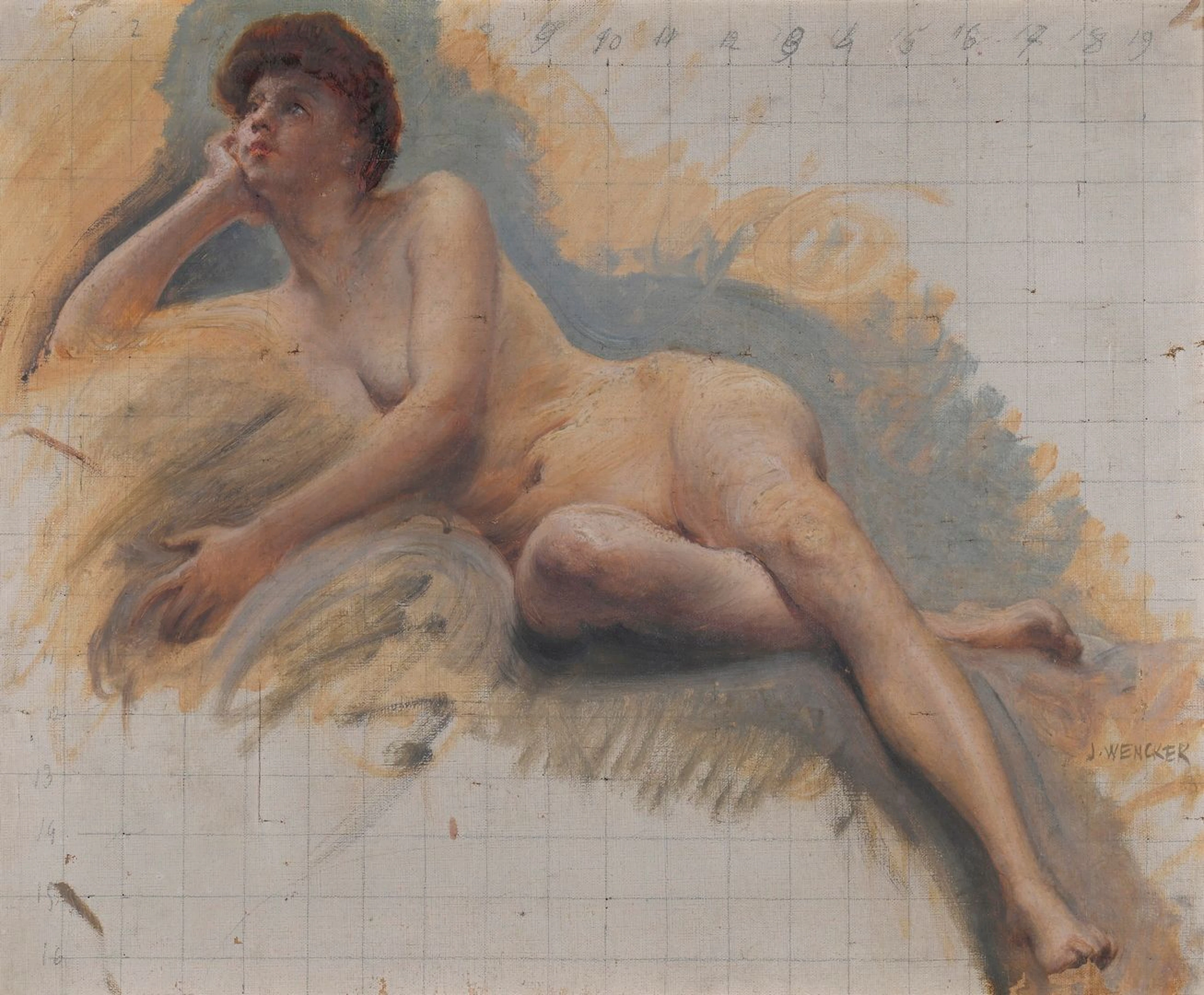 WENCKER Joseph, 1848-1919, Modèle pensif, oil on canvas (tra - Lot 1063