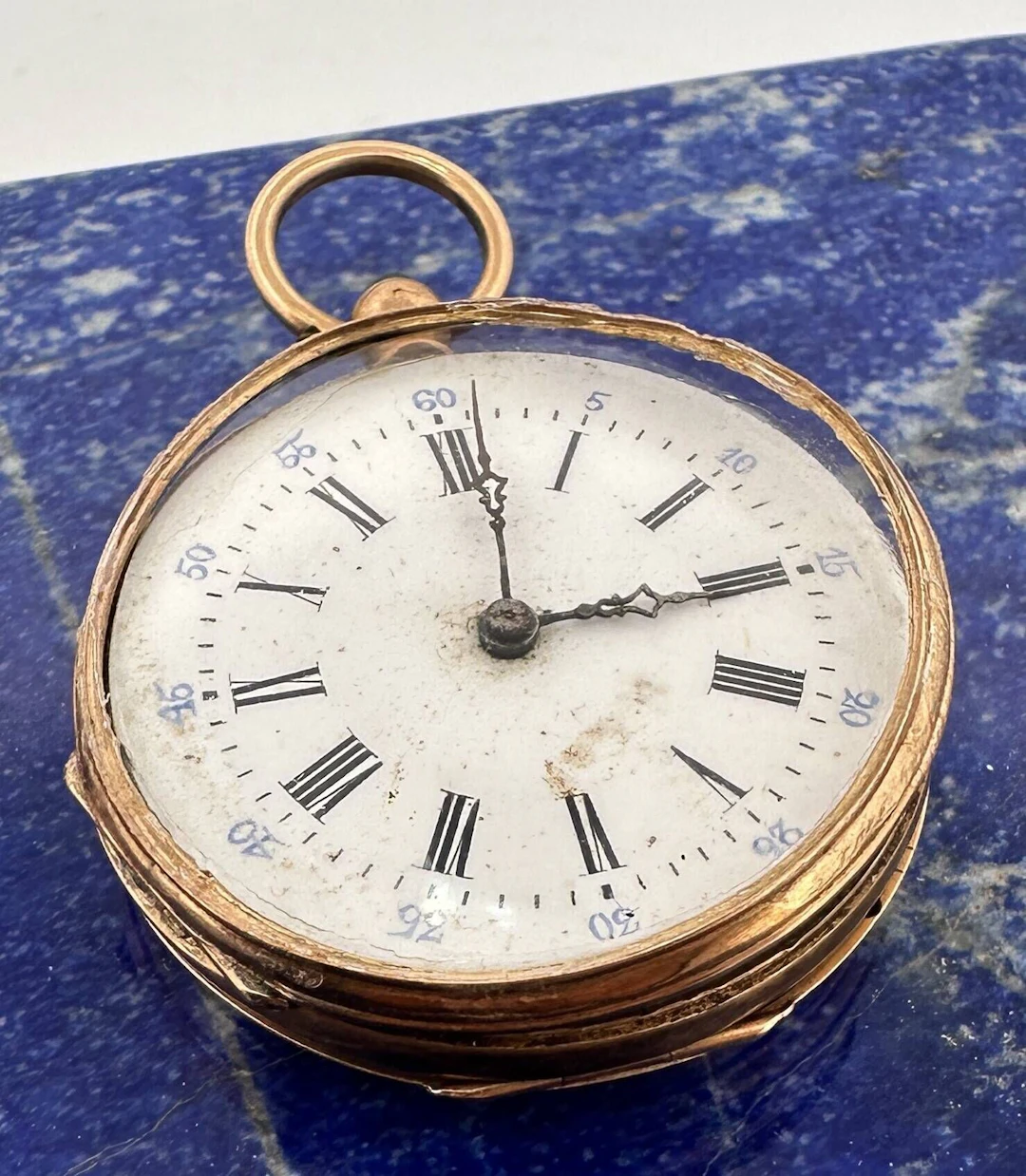 Yellow gold (750) pocket watch with a white enamel dial, Rom - Lot 9