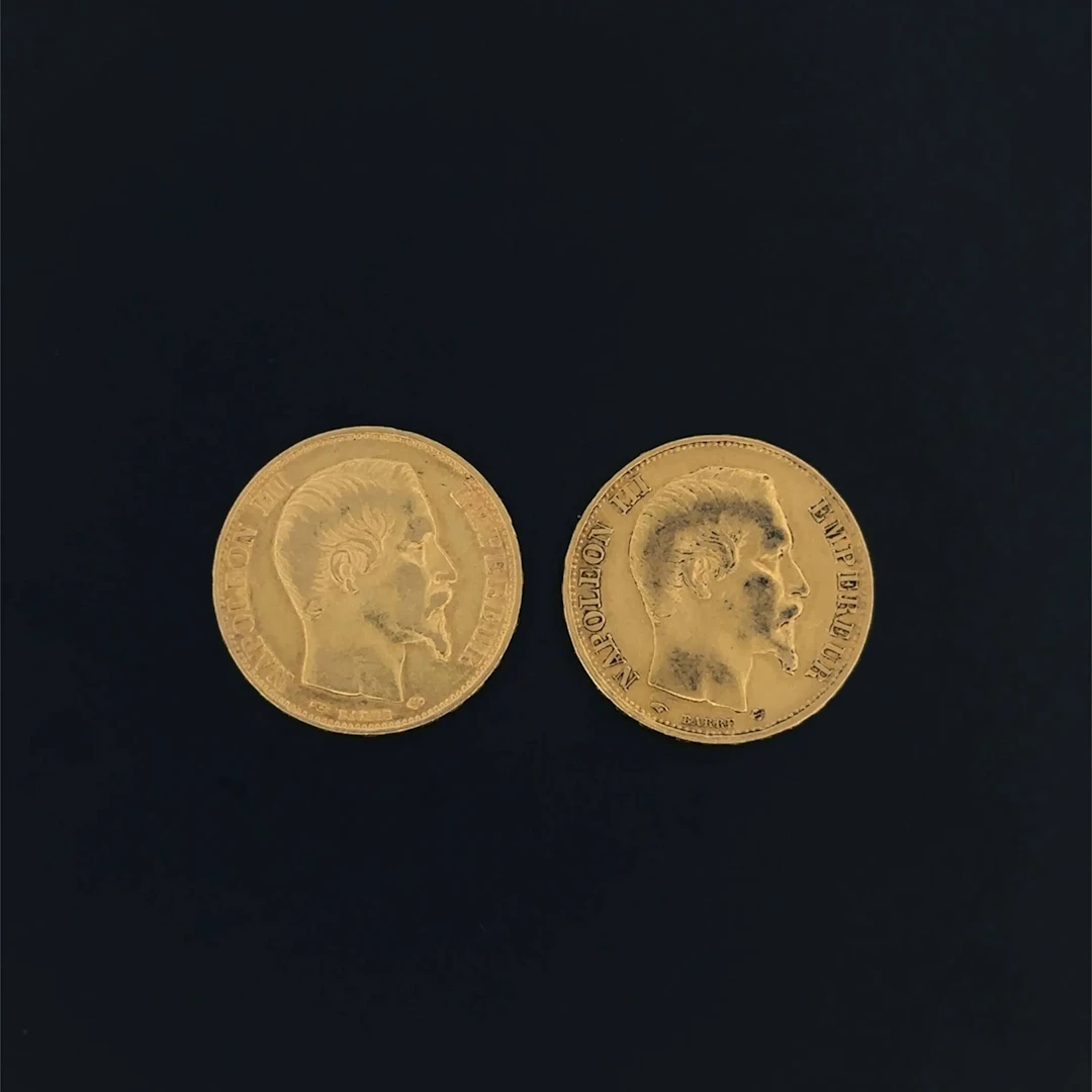 Set of 2 Napoleon III 20-franc gold coins, 1857 and 1858. - Lot 22