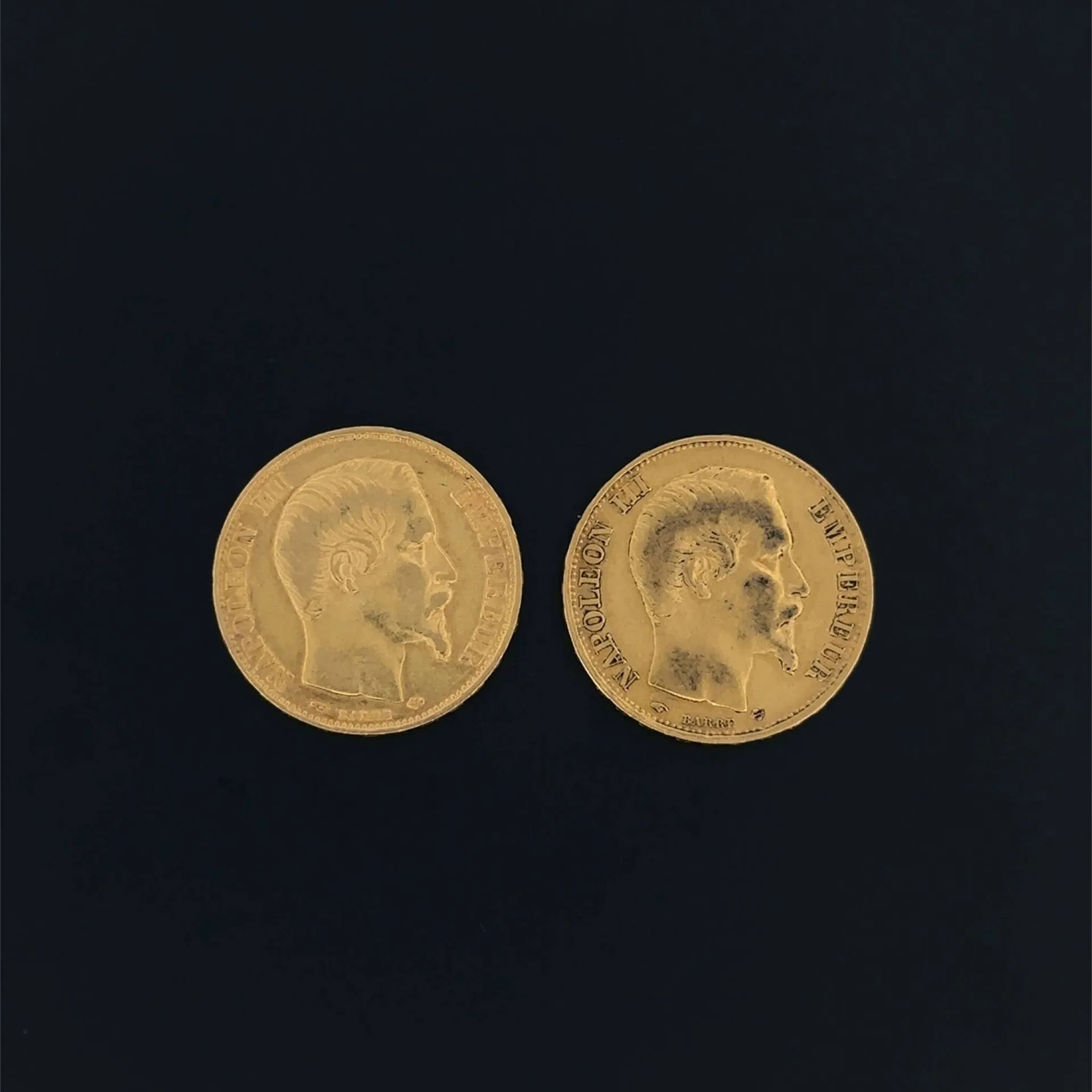 Set of 2 Napoleon III 20-franc gold coins, 1857 and 1858. - Lot 22