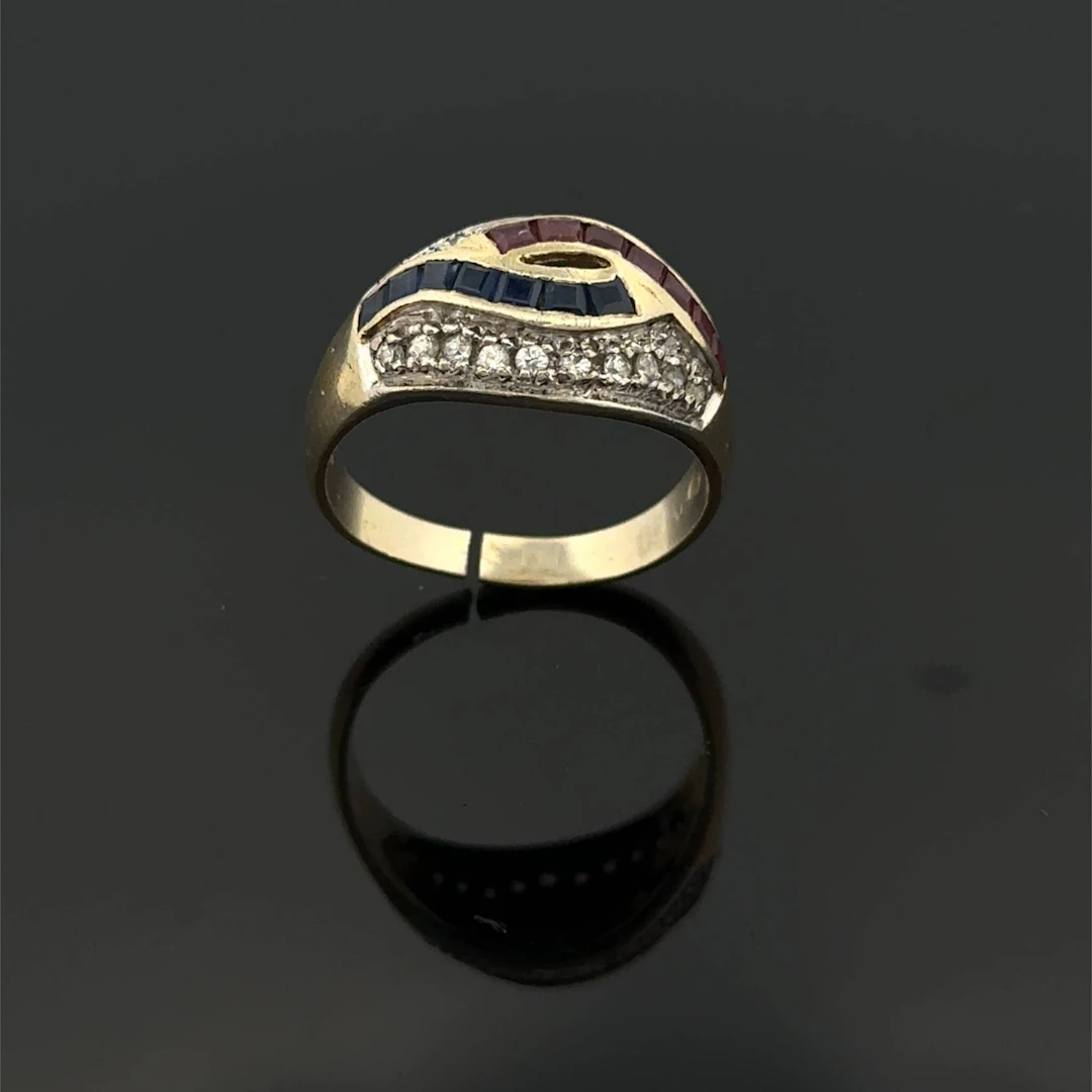 Silver (925) vermeil ring set with two curves of calibrated - Lot 325